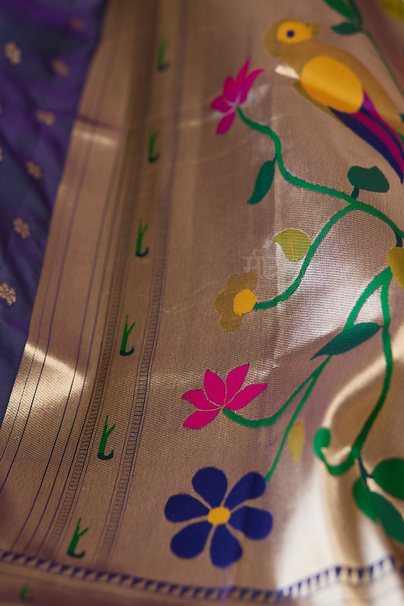 Red Kanjivaram Silk blend Paithani Saree with unstitched blouse