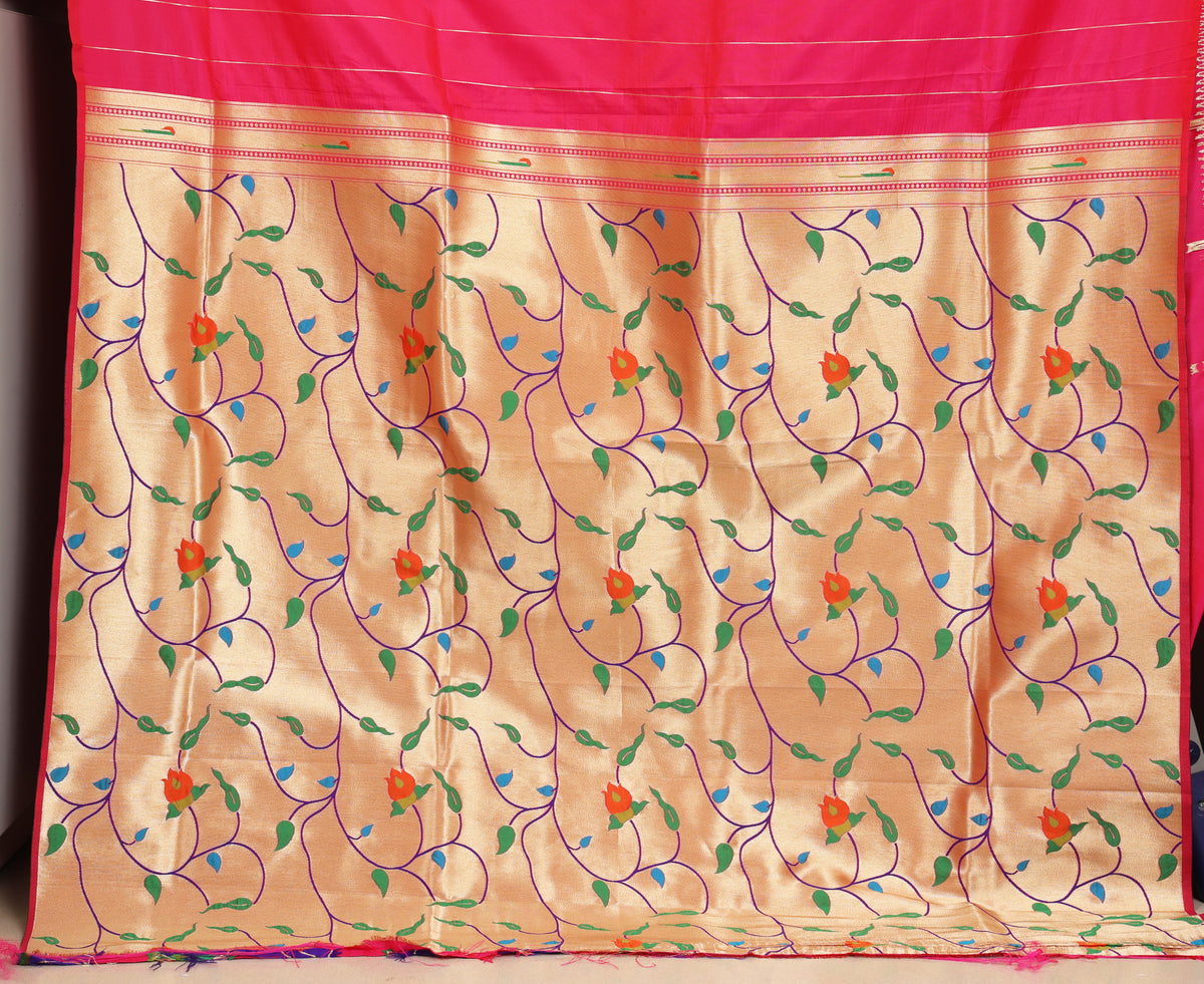 Rani Pink Paithani and Kalamkari Fusion