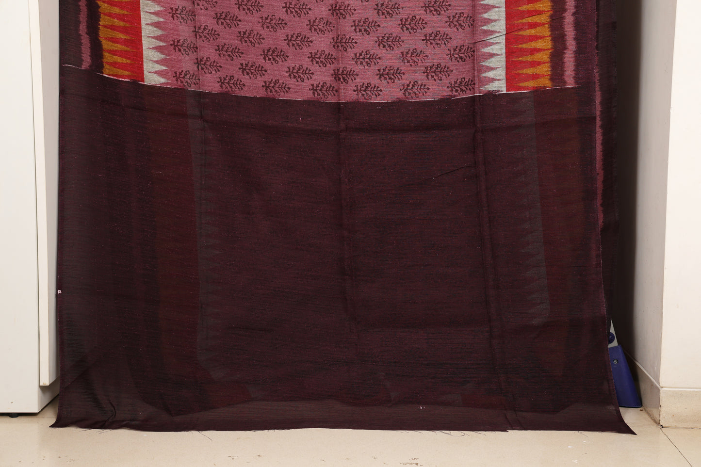 Wine Cotton Georgette Saree