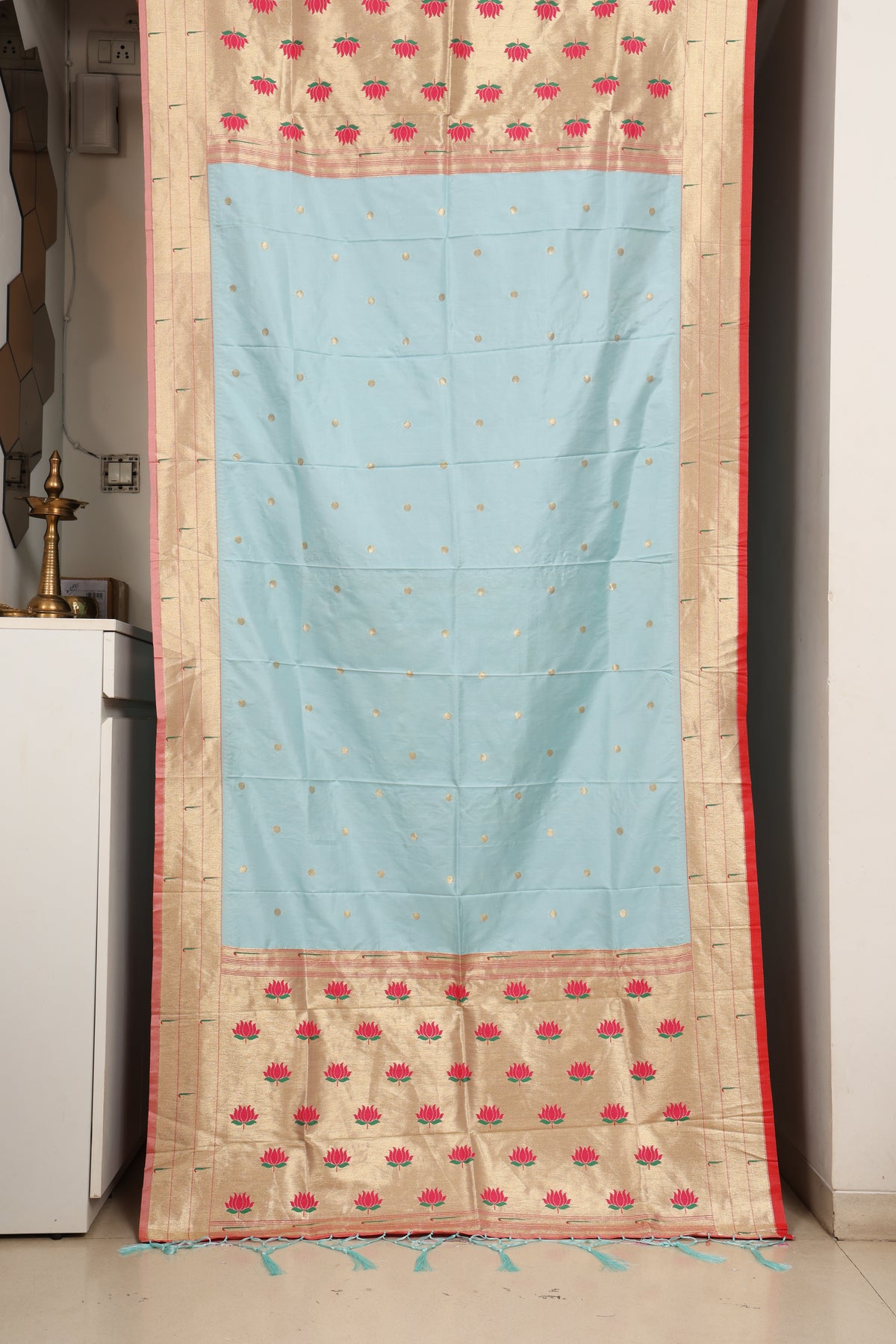 Pastel Sky Blue Paithani Dupatta