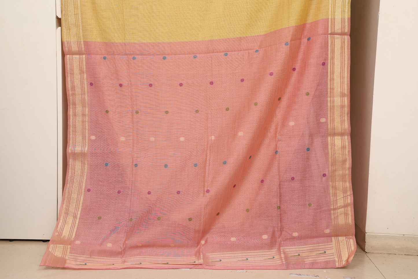 Haldi Yellow Munga Cotton Paithani