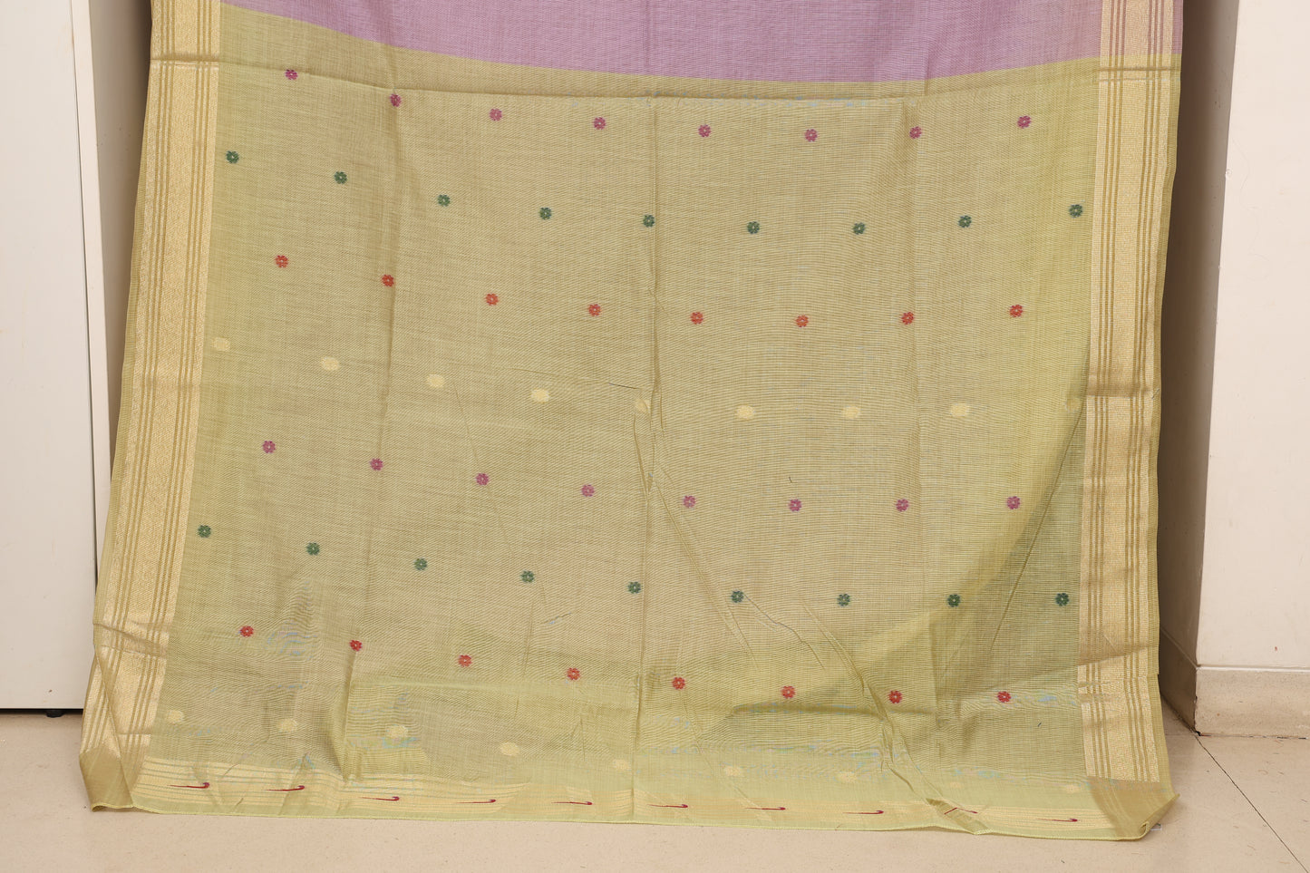 Lavender Mist Munga Cotton Paithani