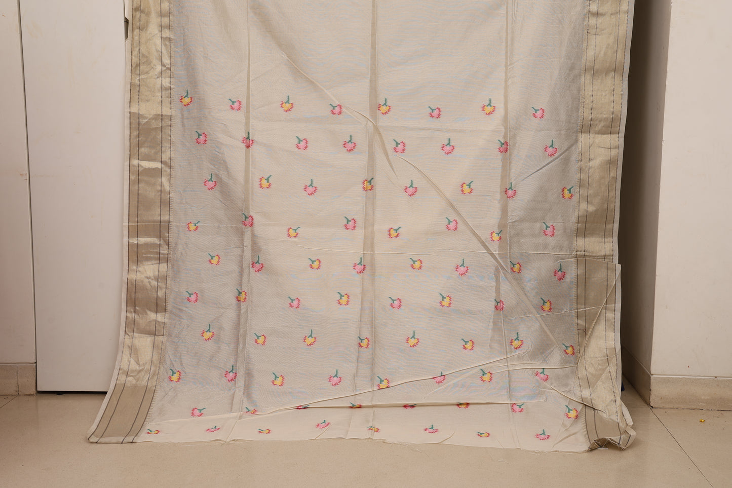 Off White Tussar Silk Blend Paithani