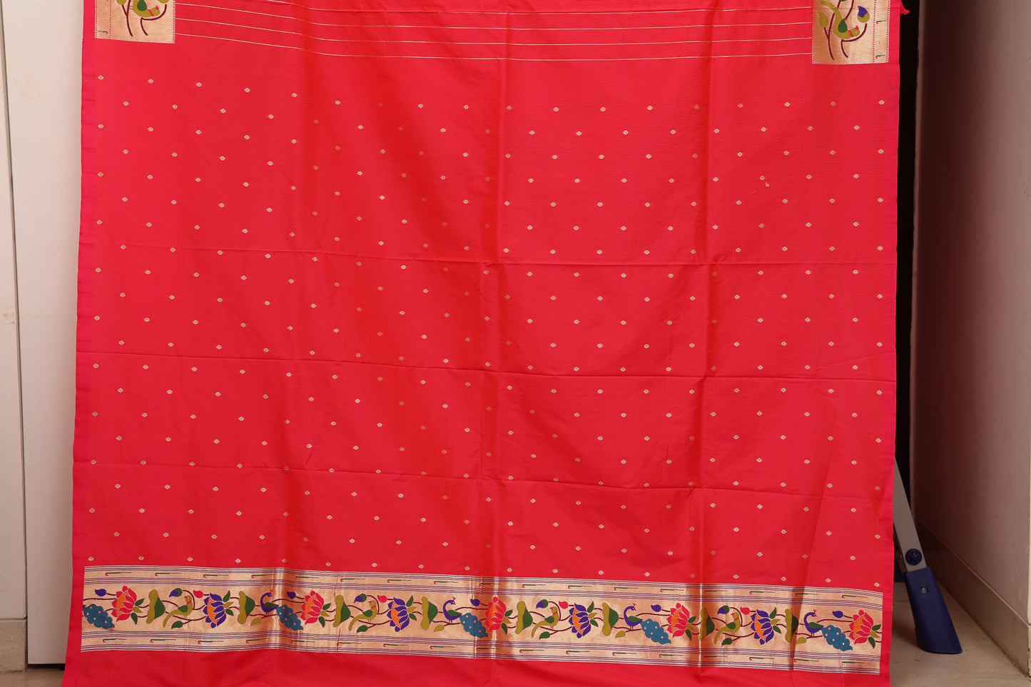 Kesari Orange Lotus Border Paithani