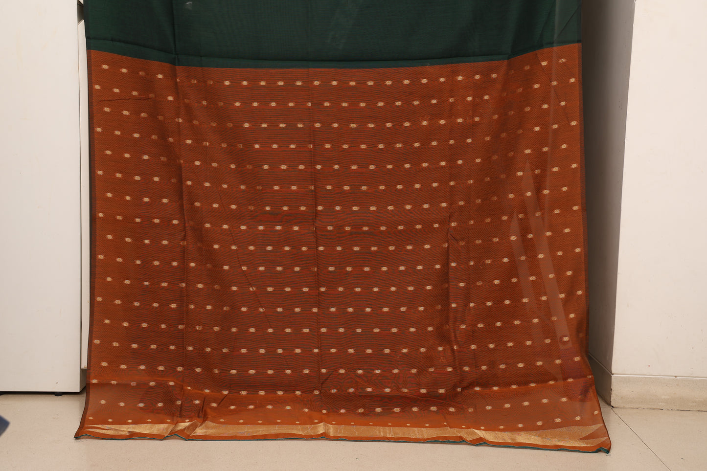Bottle Green Rust Muga Cotton Silk