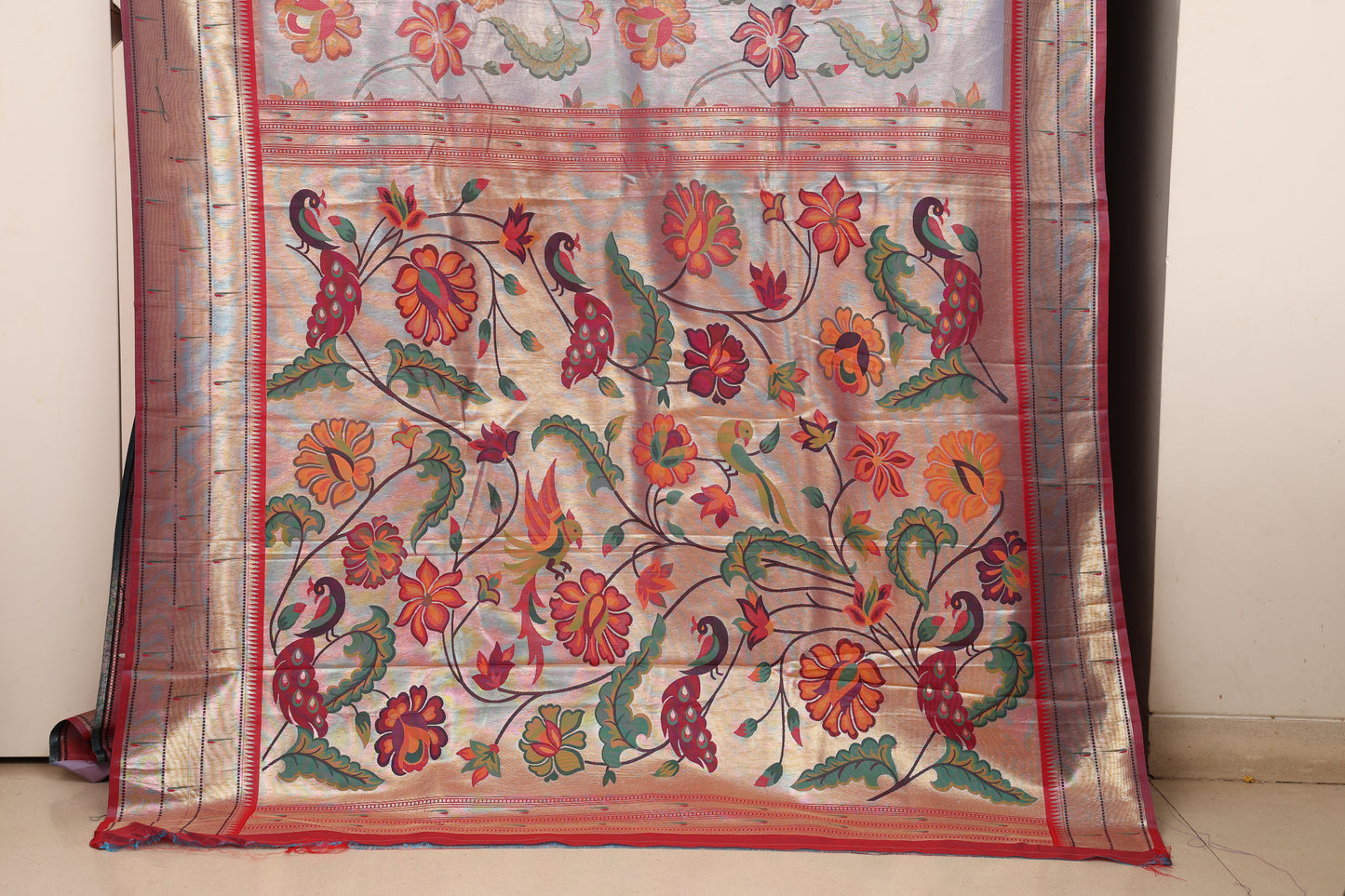Lilac Floral Brocade Paithani