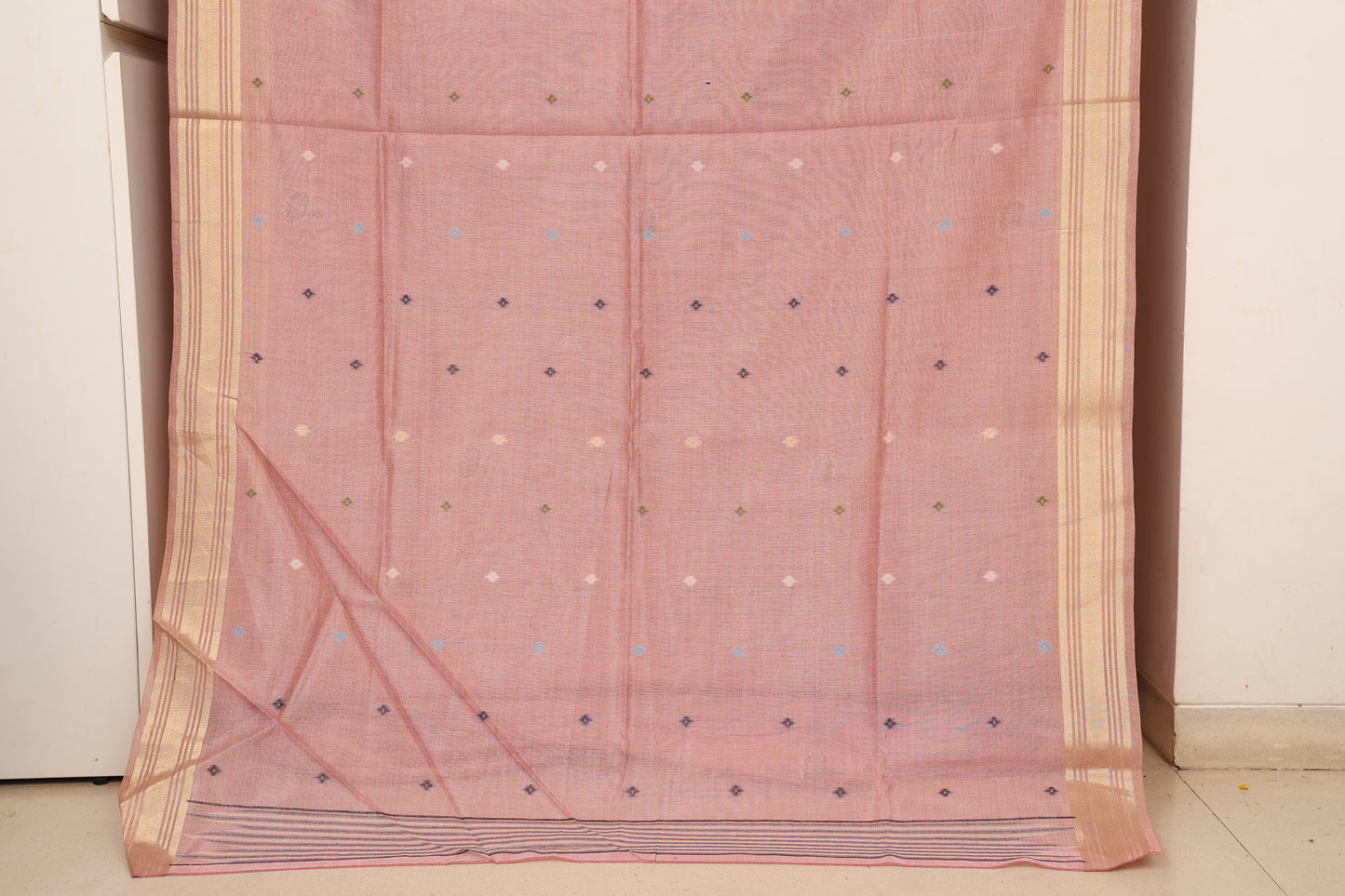 Pink Tissue Linen Paithani