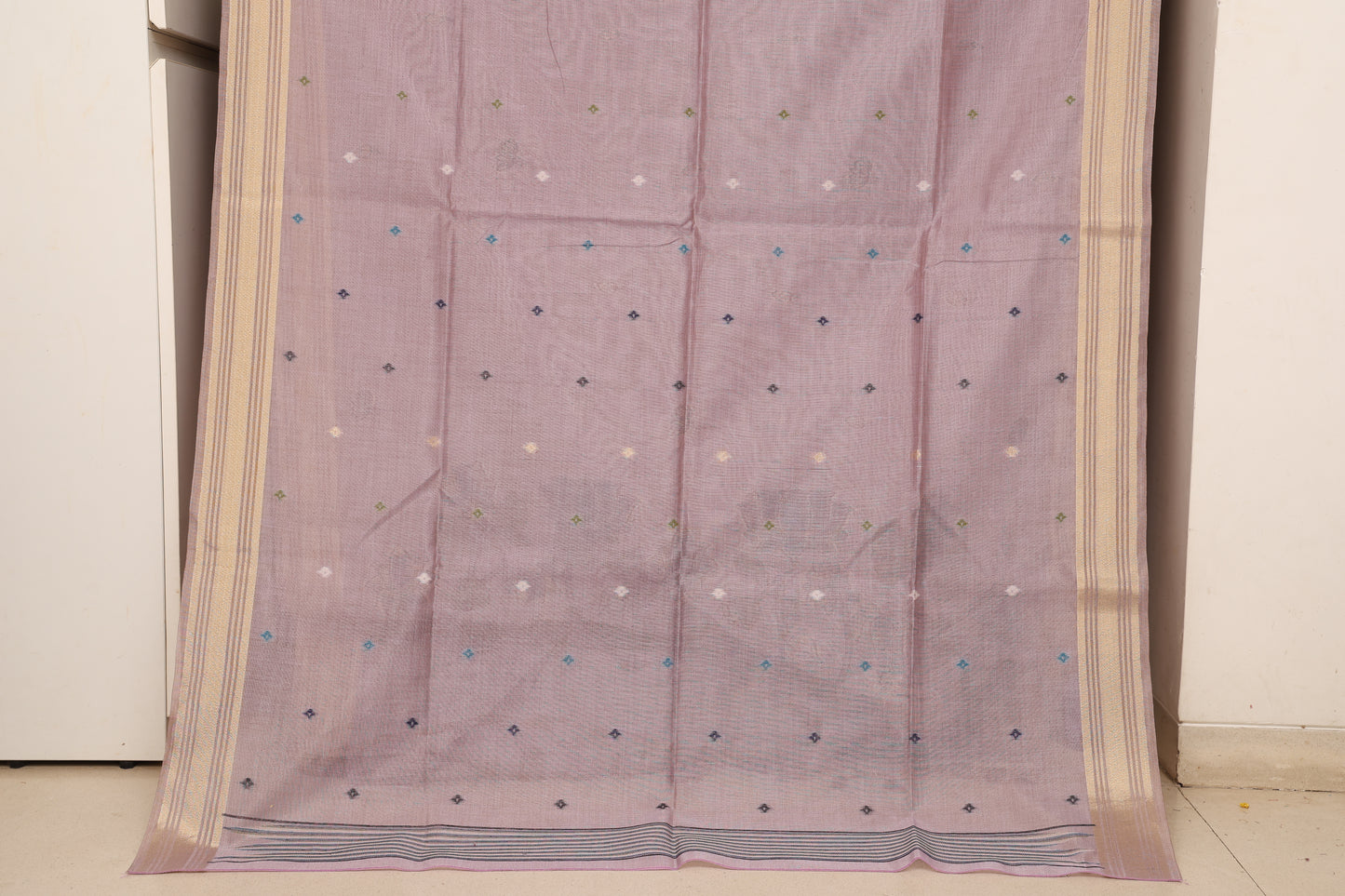 Lavender Tissue Linen Paithani