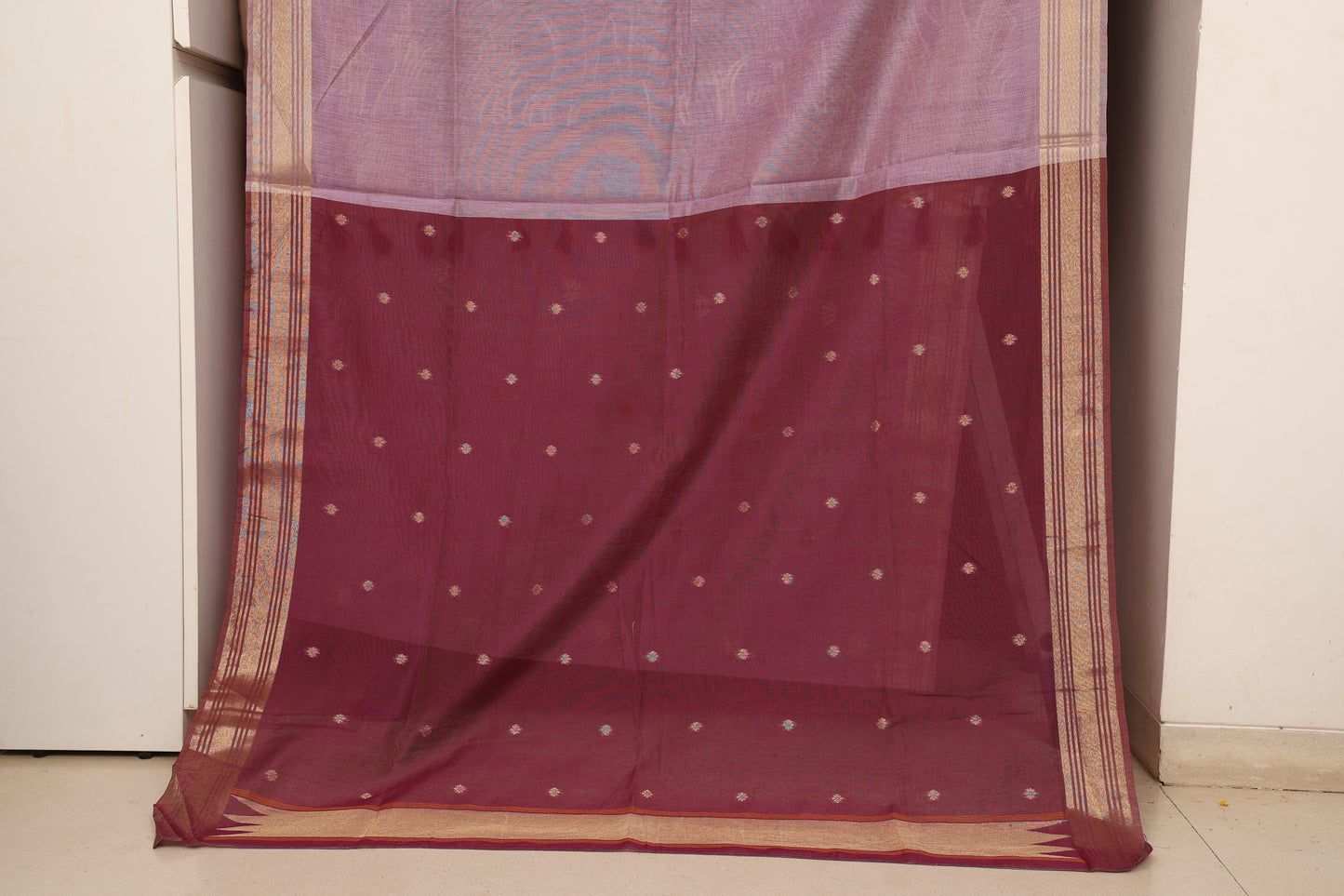 Lavender Munga Cotton Paithani