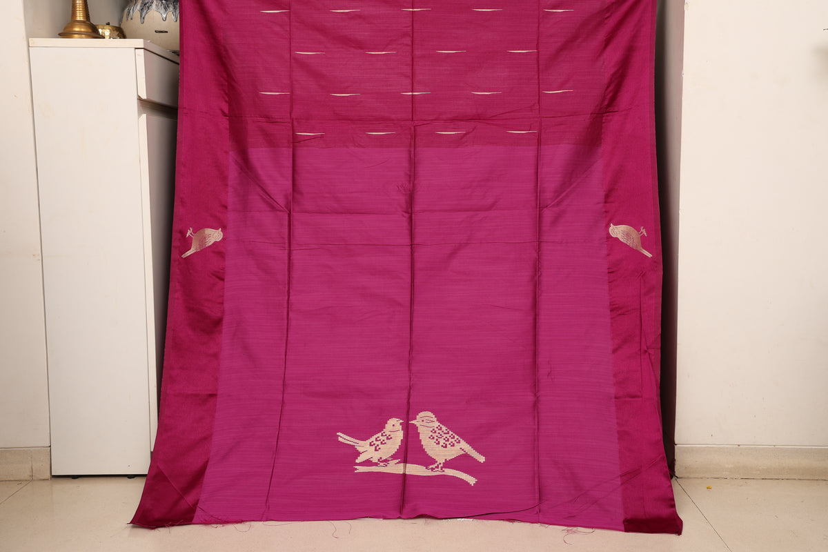 Berry Magenta Chidya Tussar Silk Saree