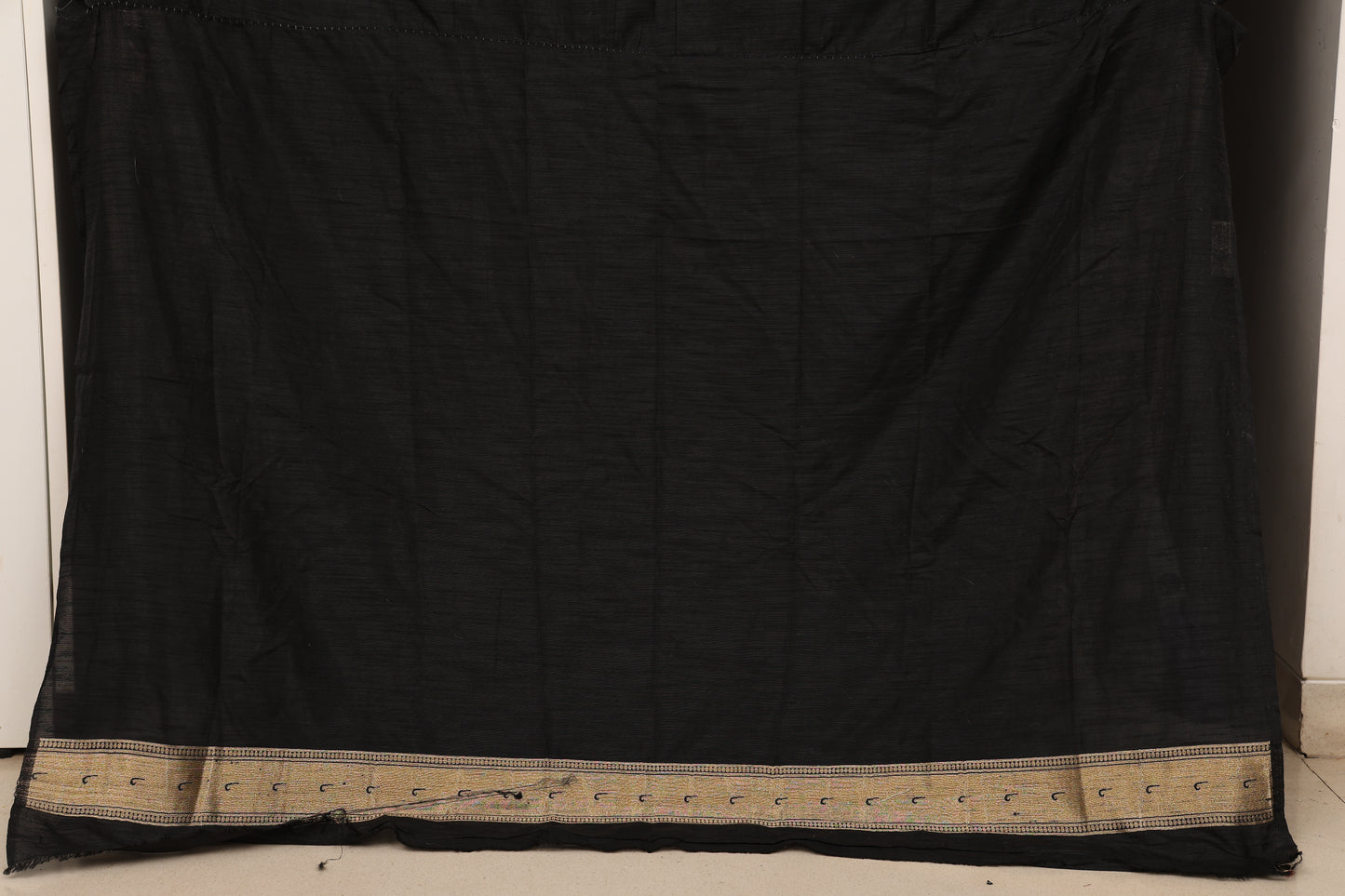 Jet Black Munga Silk Saree
