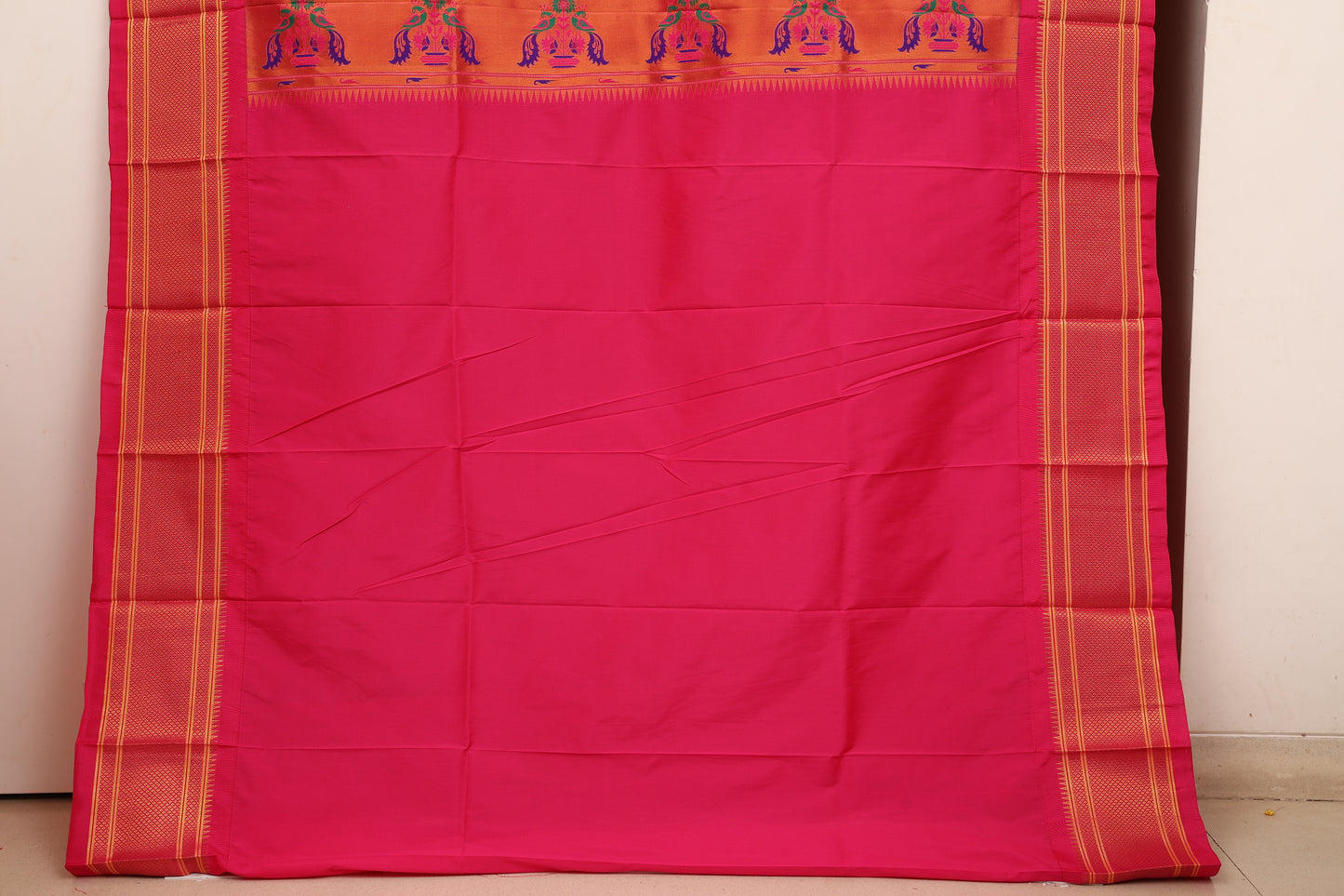 Lime Green Kalanji Contrast Border Paithani