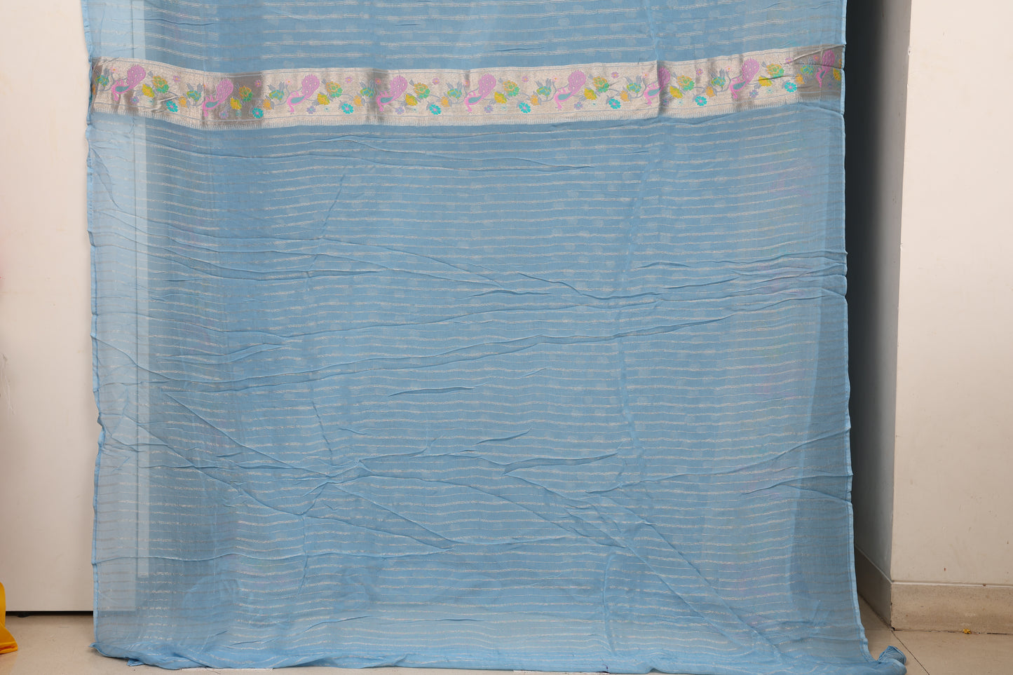Powder Blue Georgette Paithani