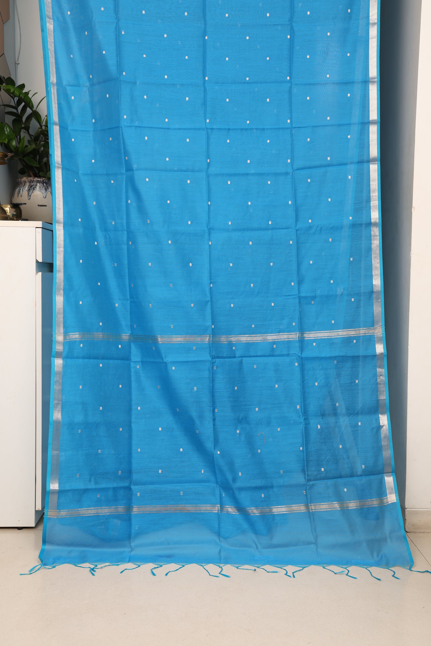 Azure Blue Maheshwari Saree