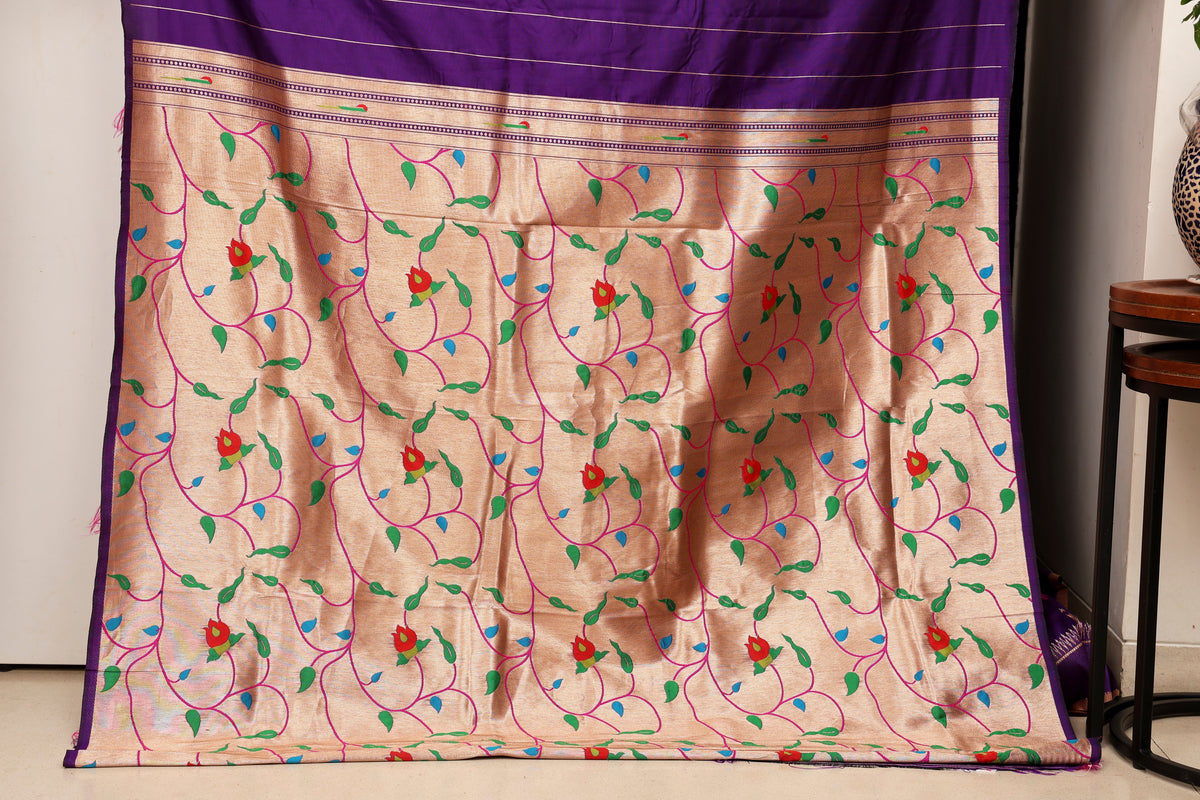 Royal Indigo Paithani and Kalamkari Fusion