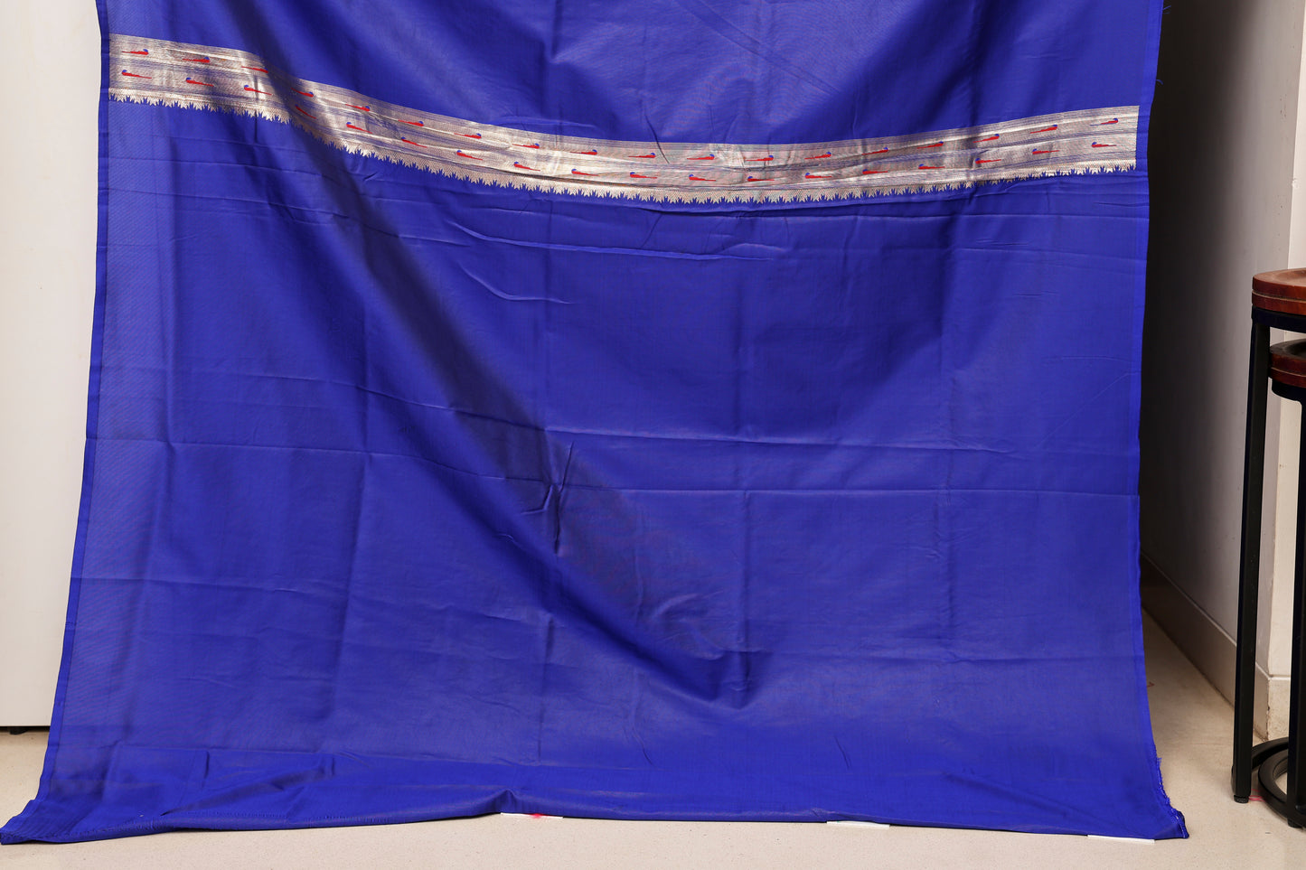 Royal Blue Multi Color Floral Brocade Paithani