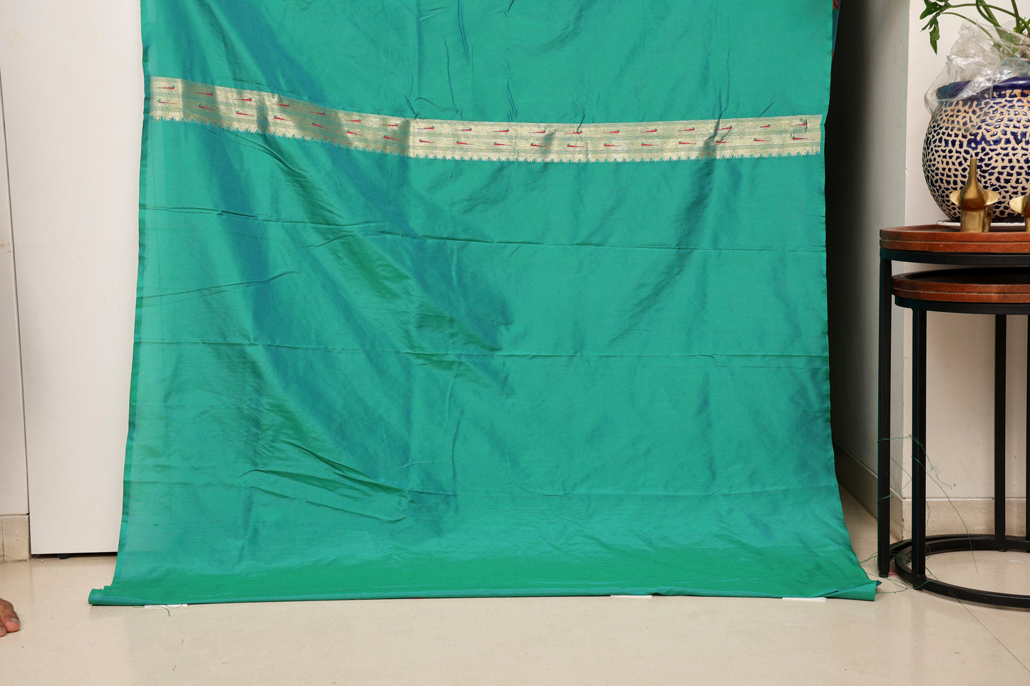 Peacock Green Multi Color Floral Brocade Paithani