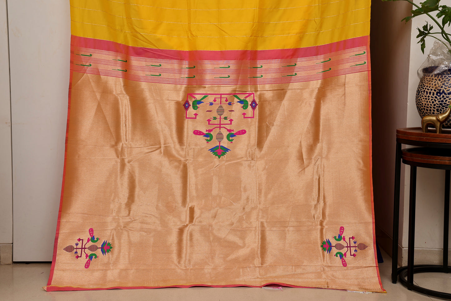 Sunshine Yellow Mor Popat Border Paithani