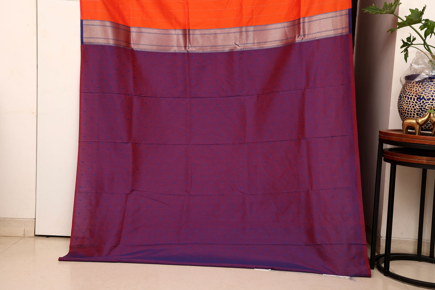 Orange Silk Blend Paithani