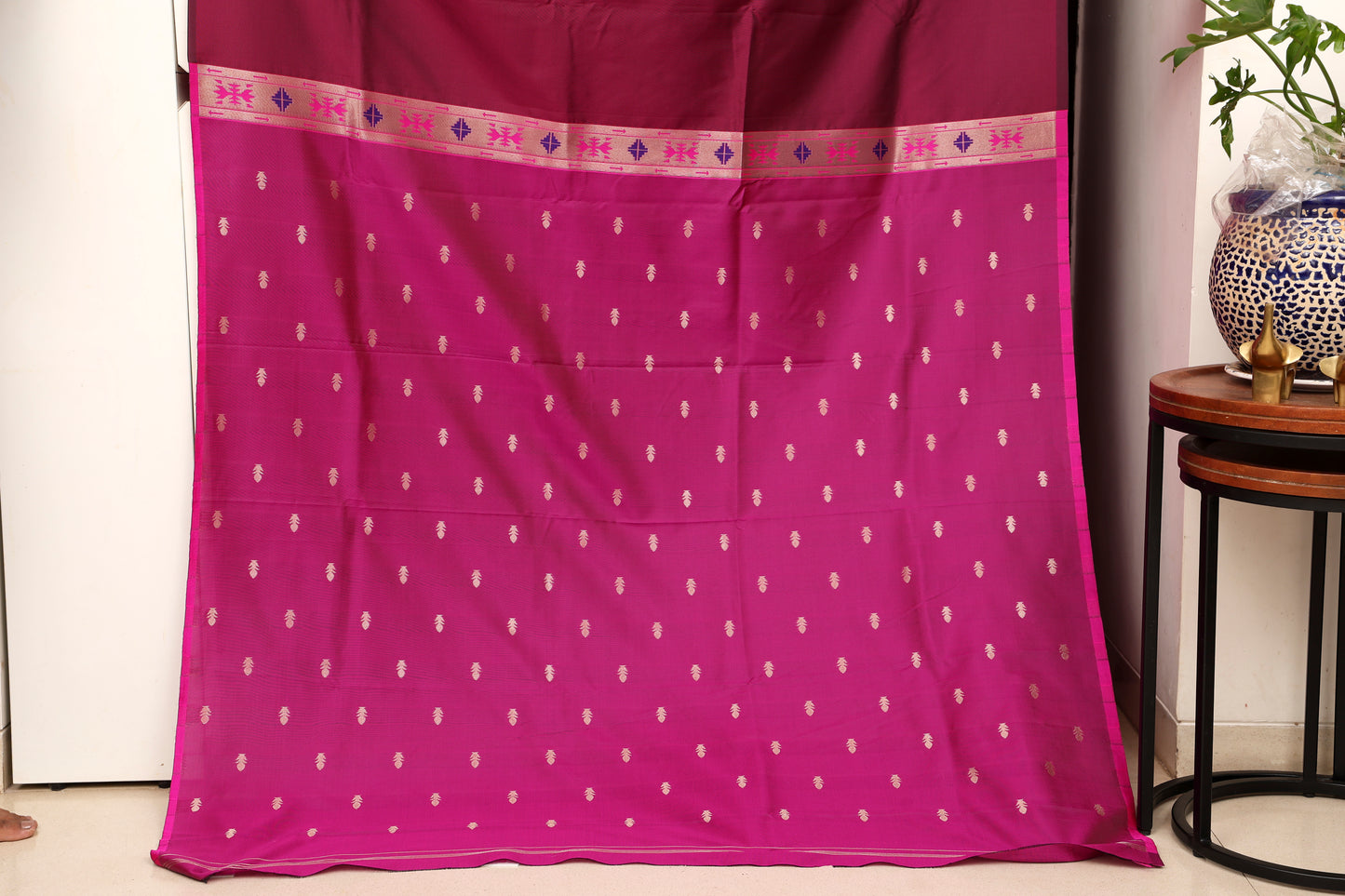 Deep Wine Chandrakor Butti Paithani