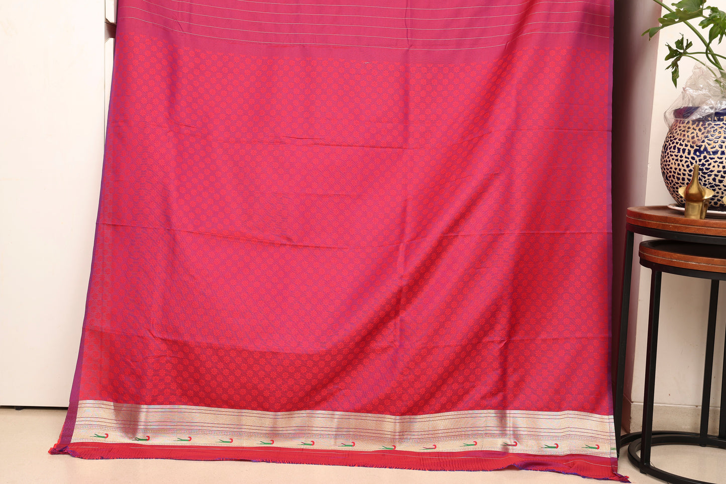 Royal Magenta Seven Rows Muniya Skirt Border Paithani
