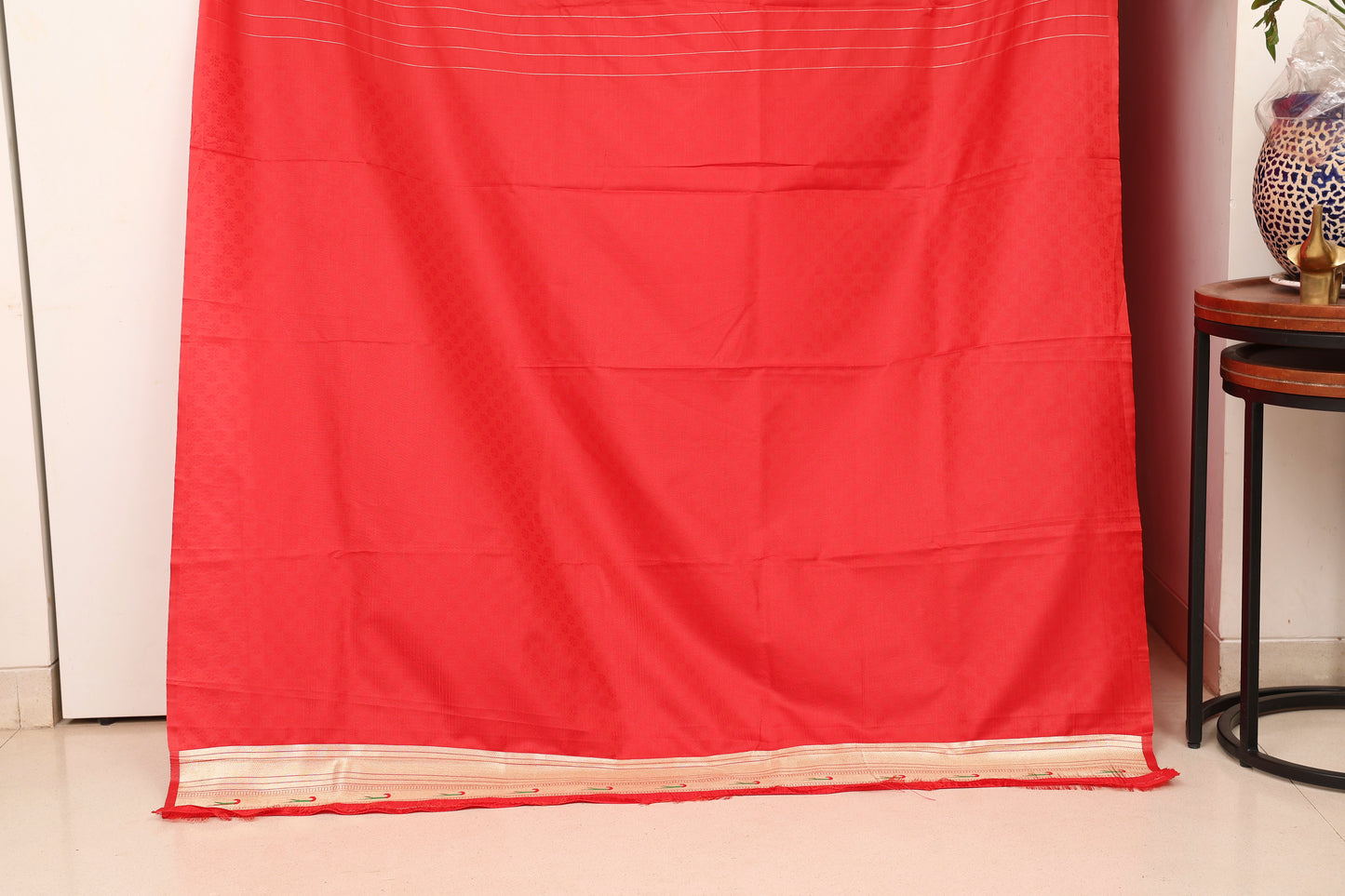 Sindoor Red Seven Rows Muniya Skirt Border Paithani