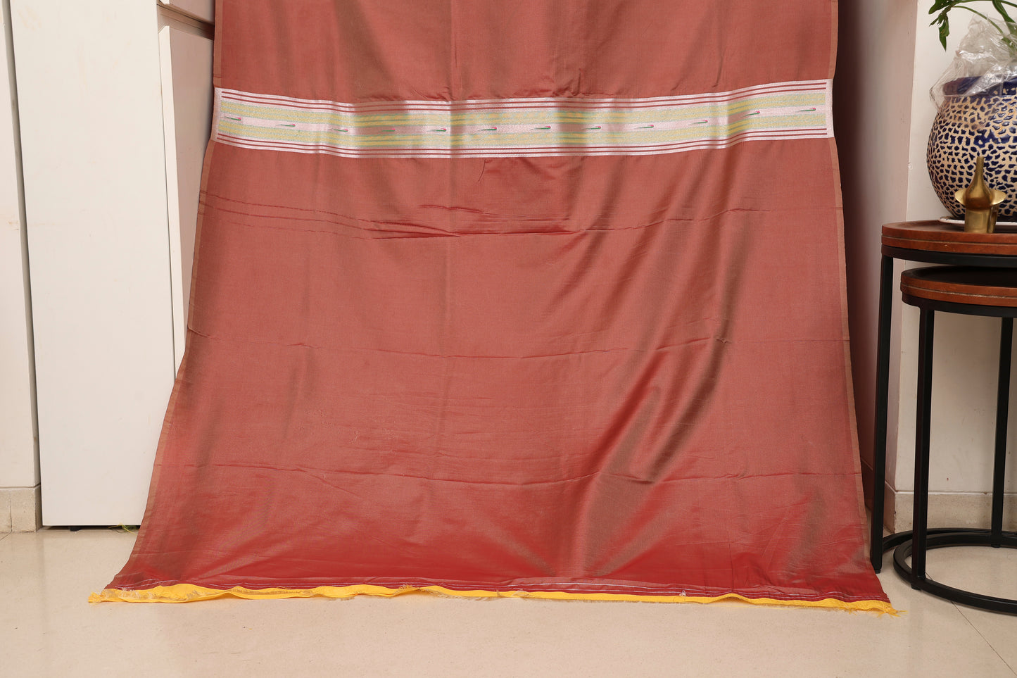 Dusty Rose Stripped Tissue Silk Paithani