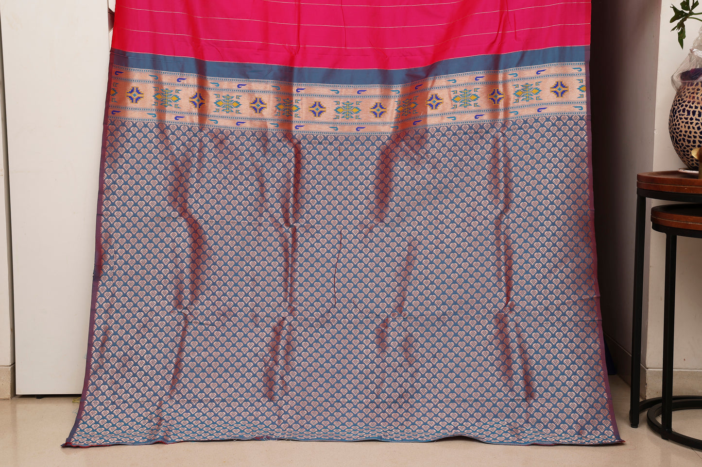 Rani Pink Tribal Weave Paithani