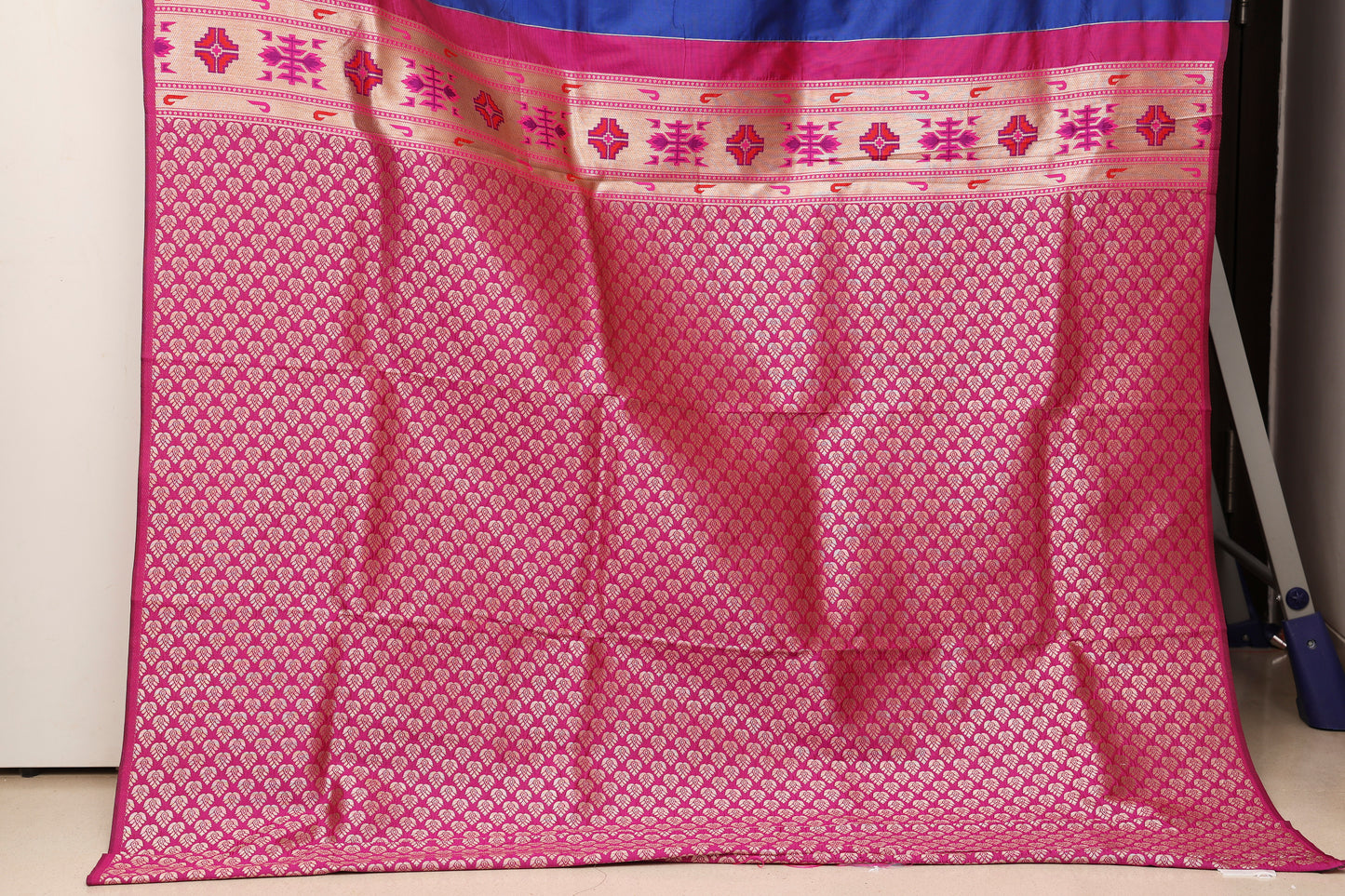 Royal Blue Tribal Weave Paithani