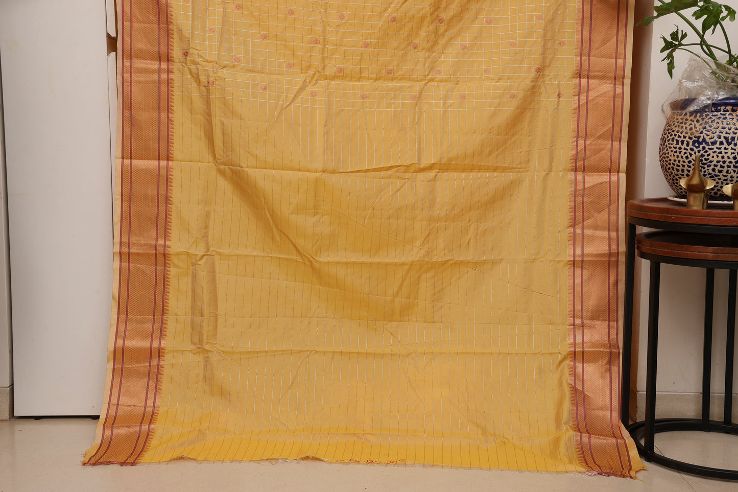Mustard Gold Zari Check Paithani