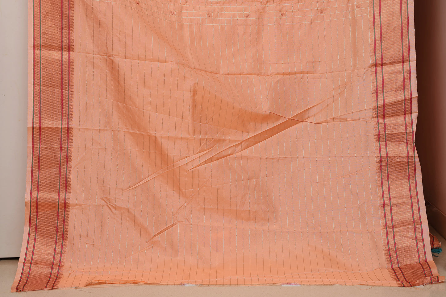 Peach Glow Zari Check Paithani