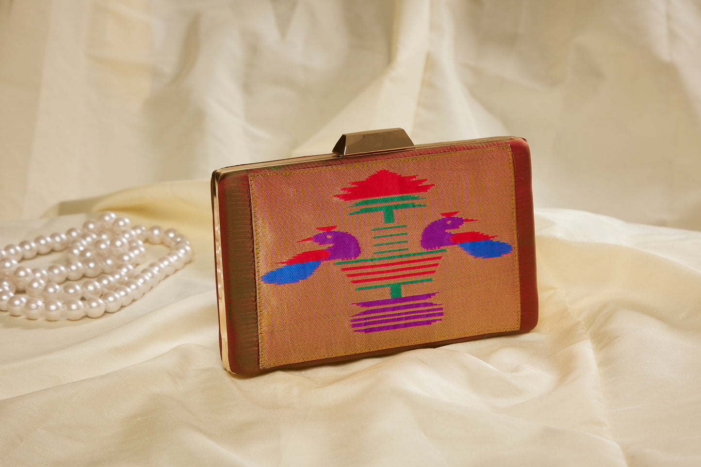 Rajasi Paithani Frame Clutch - Rust Copper