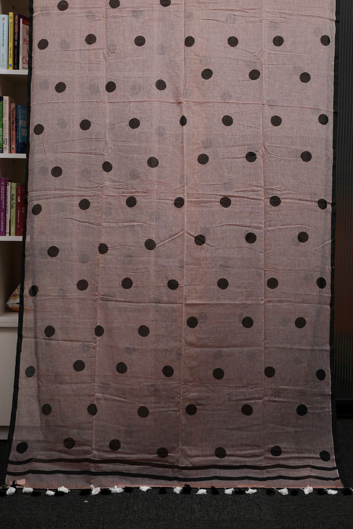 Mauve Polka Dot Pure Mulmul Saree