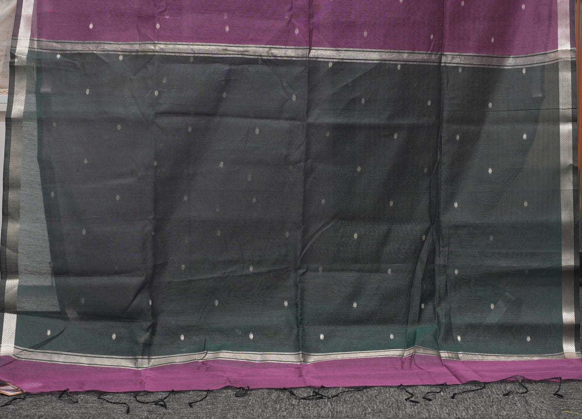Magenta & Bottle Green Contrast Maheshwari Saree