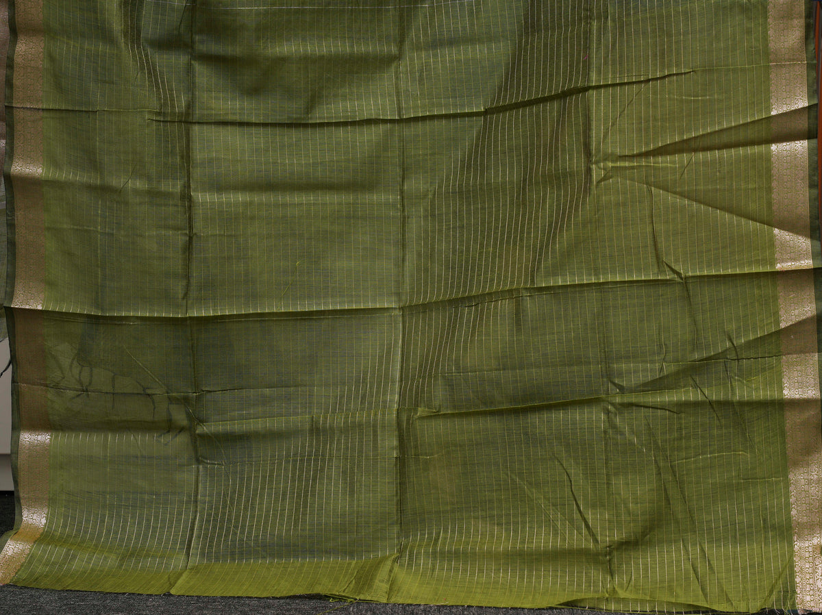 Olive Green Checks Maheshwari Saree