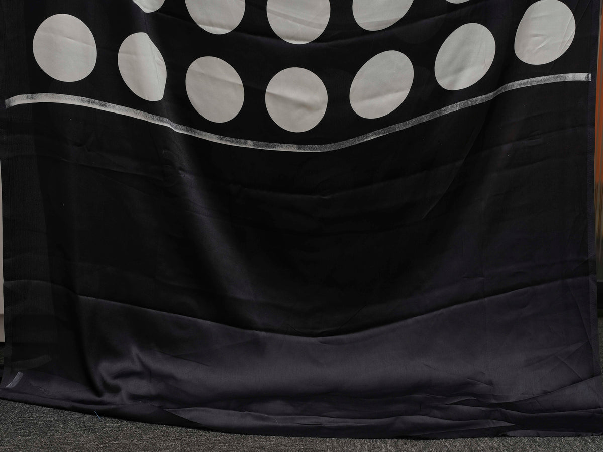 Black & White Polka Dot Semi Modal Silk Saree