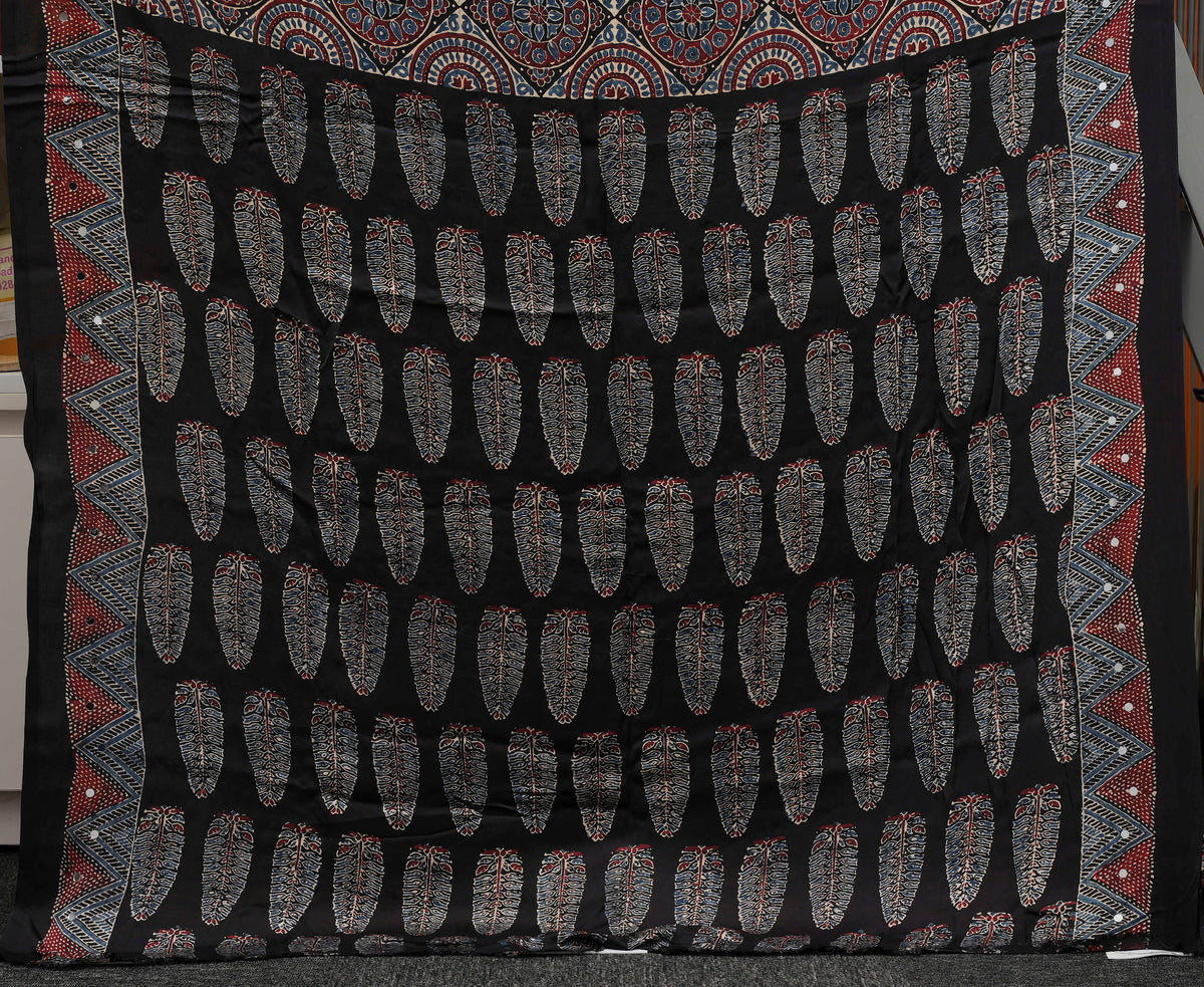 Black Pure Modal Silk Ajrakh