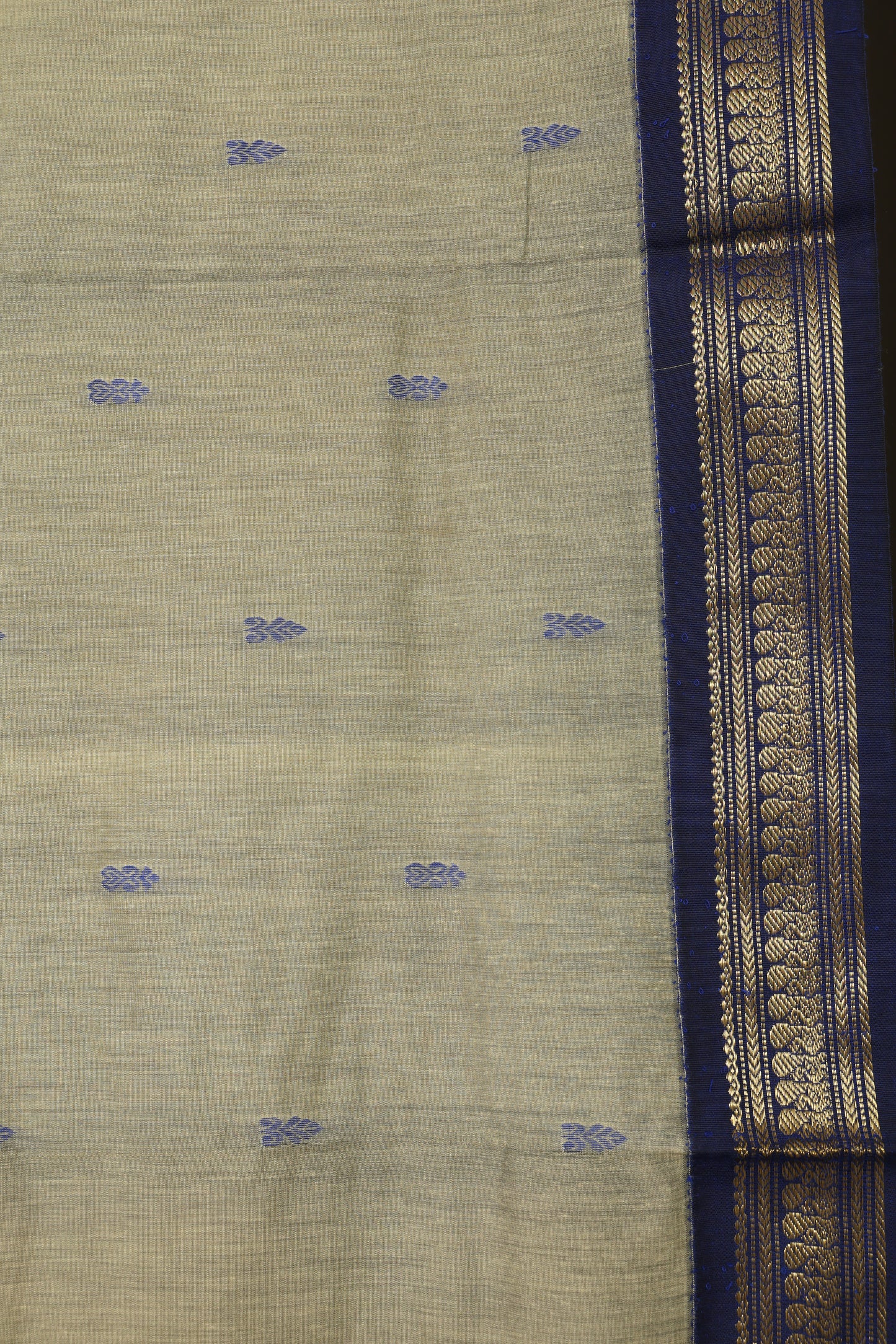 Ash Grey Gadwal Cotton Saree