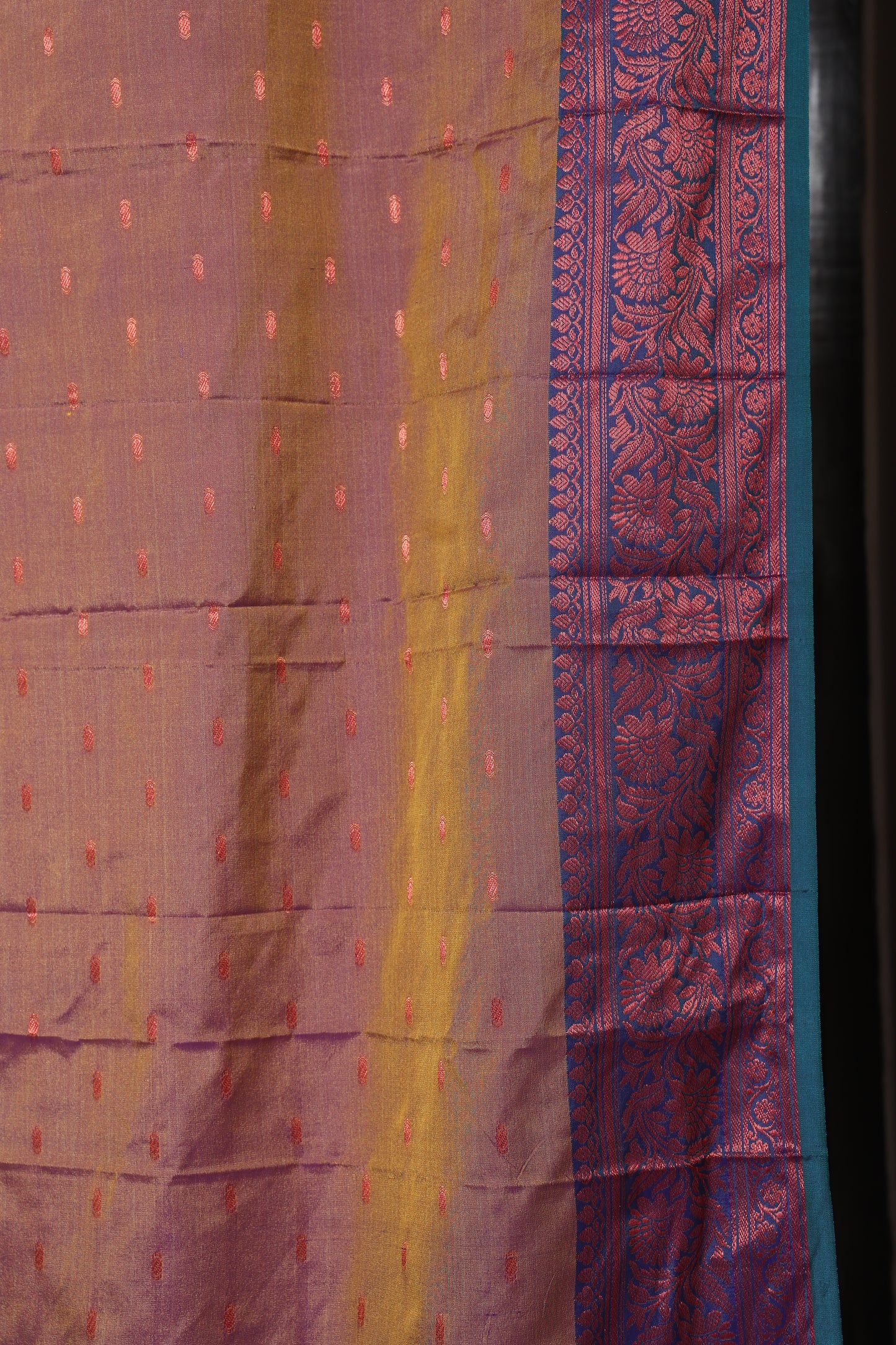 Sage Gold and Peacock Blue South Silk