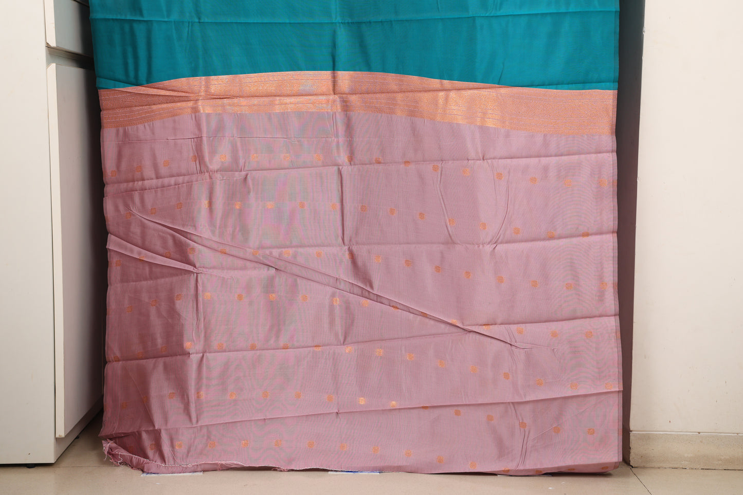 Teal and Blush Pink Laxmi Silk