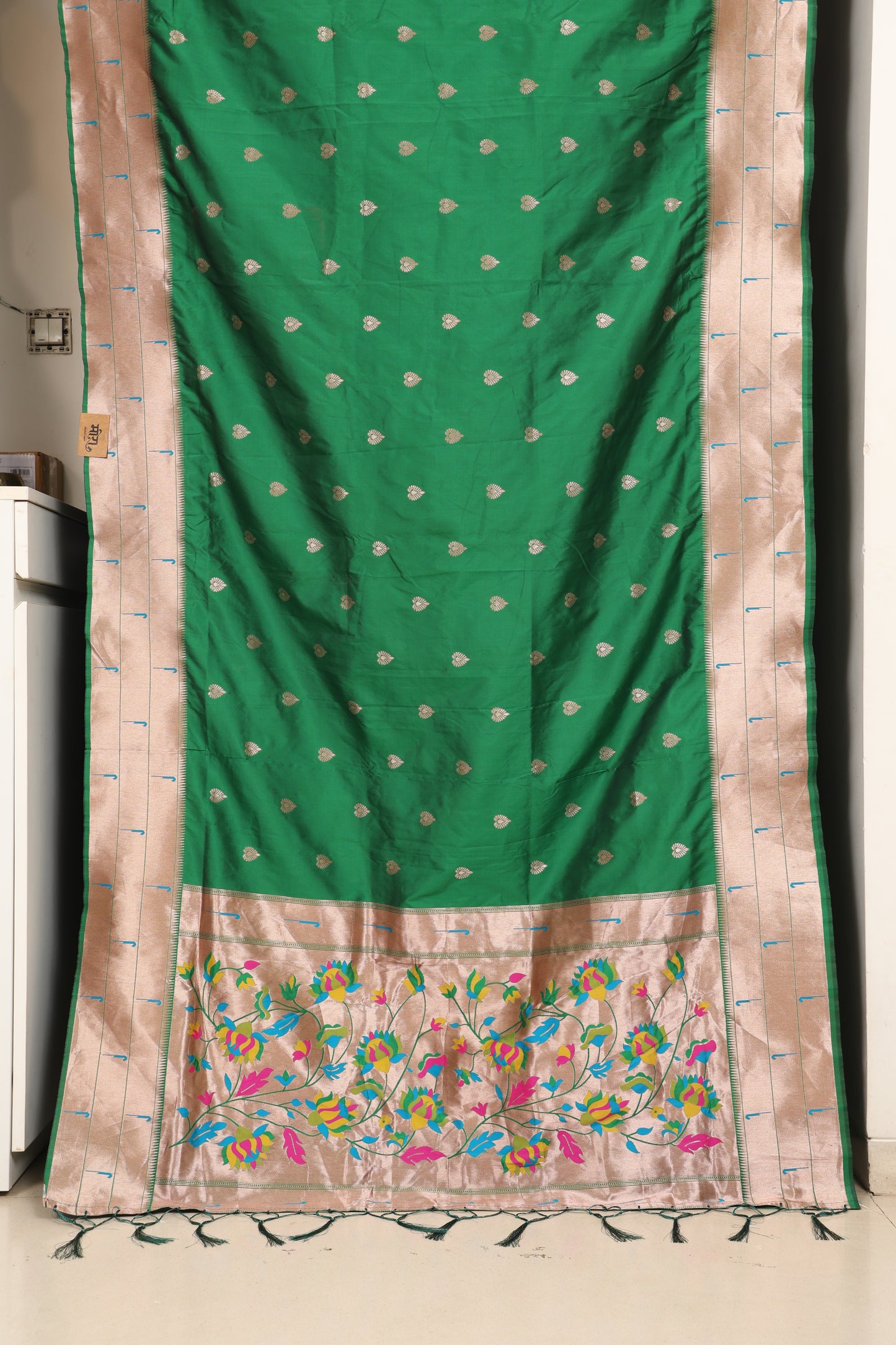 Emerald Green Tripple Muniya Border Saree