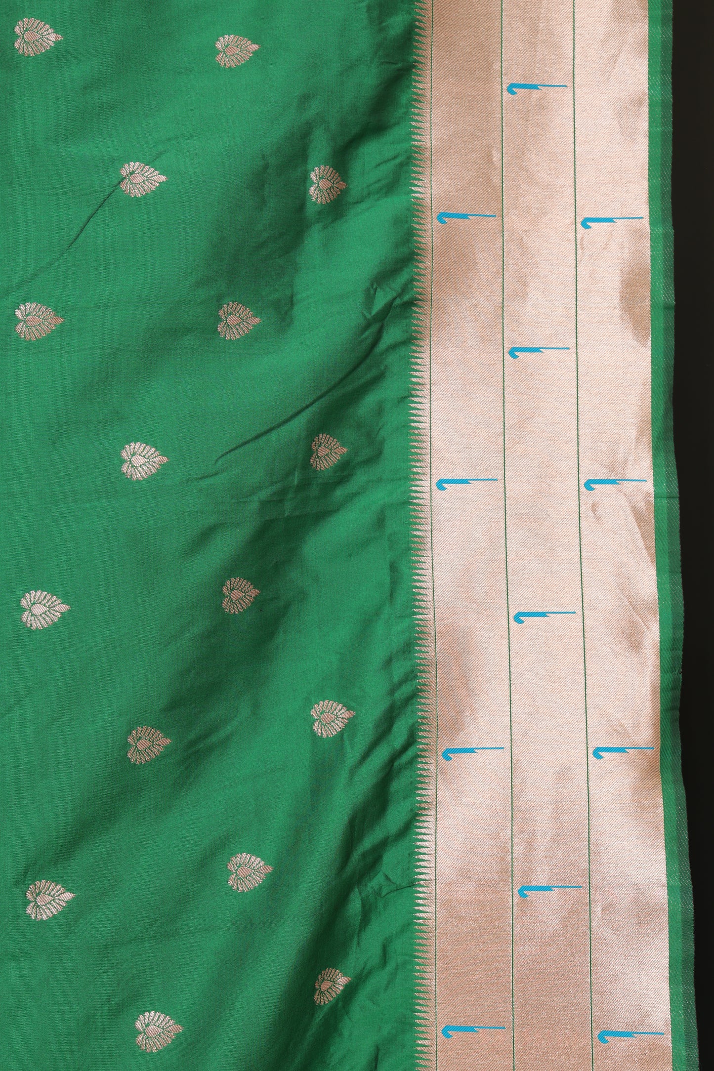 Emerald Green Tripple Muniya Border Saree