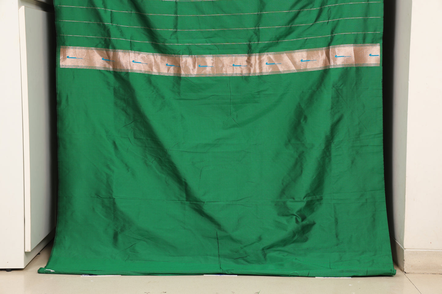 Emerald Green Tripple Muniya Border Saree