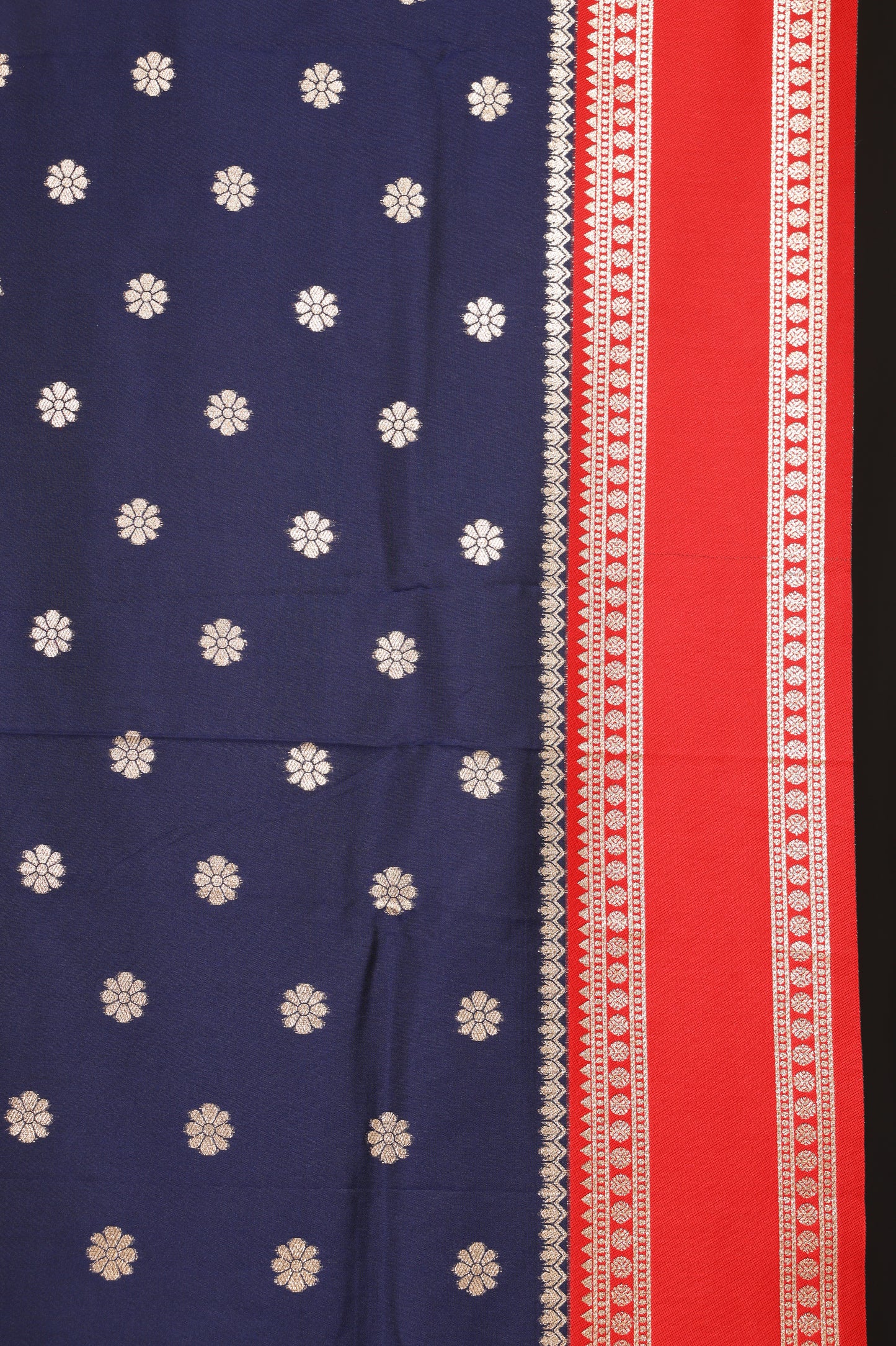 Navi Blue & Sindoor Red Contrast Narayanpeth Saree