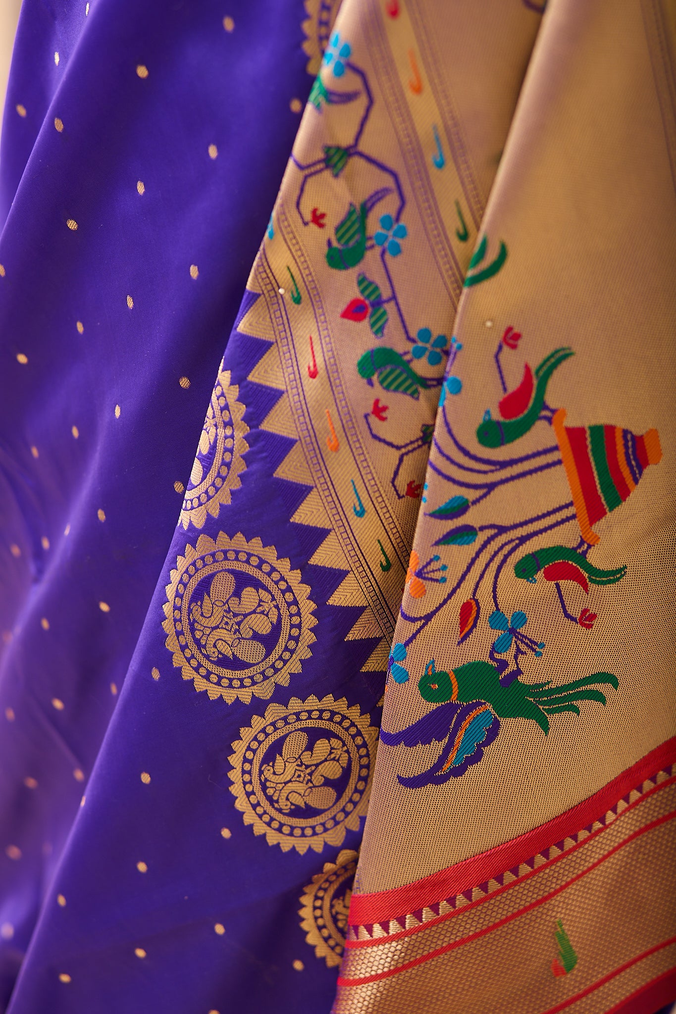 Royal Blue Ganga Jammuna Border Paithani