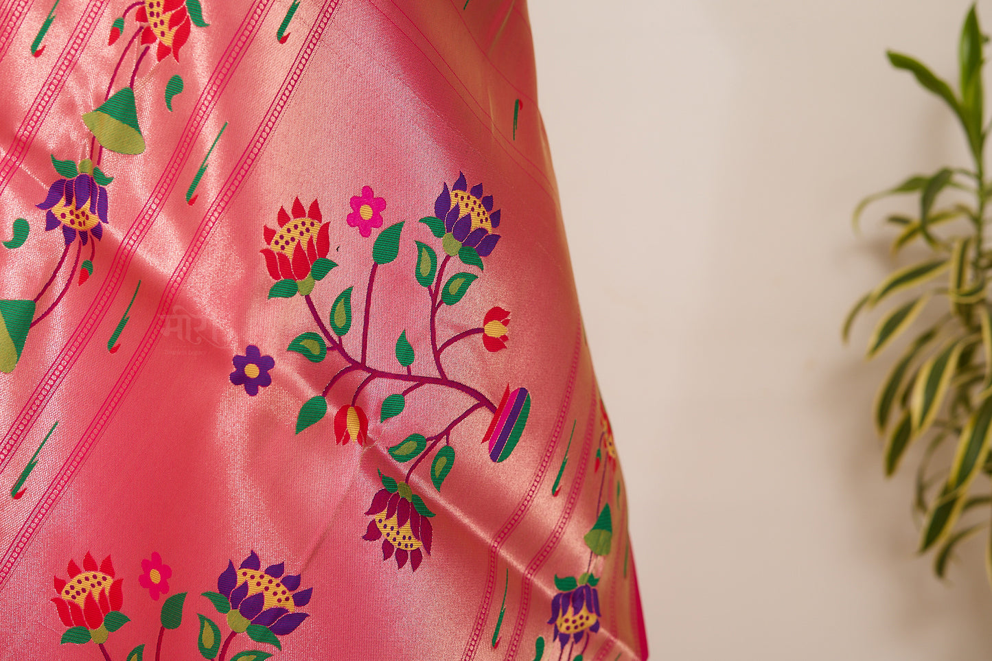 Rani Pink  Kanjivaram Silk blend Tissue Paithani Saree with unstitched blouse