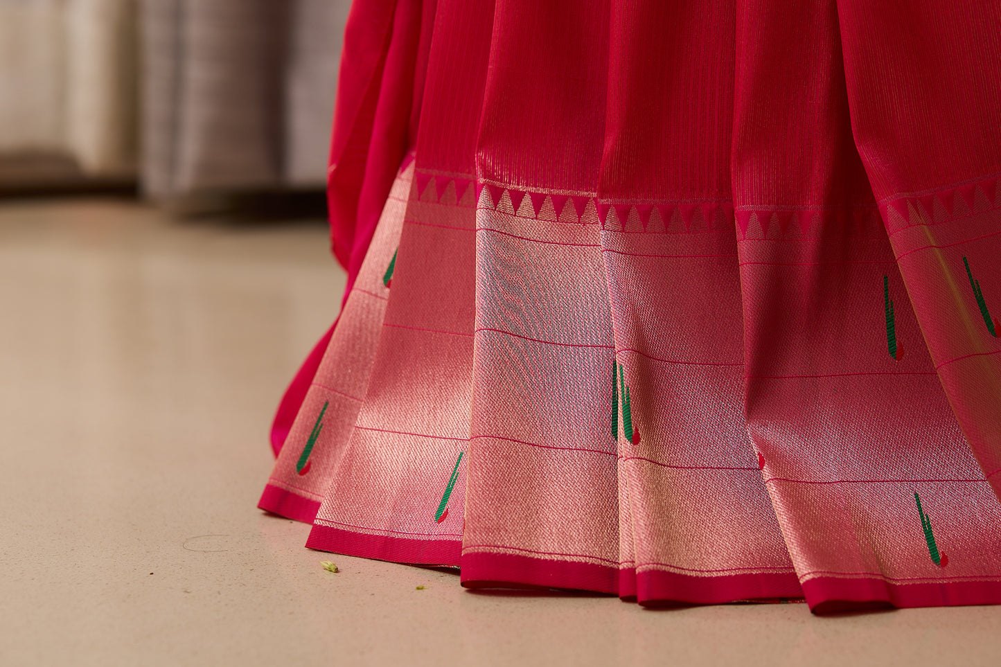 Rani Pink Triple Muniya Tissue Paithani