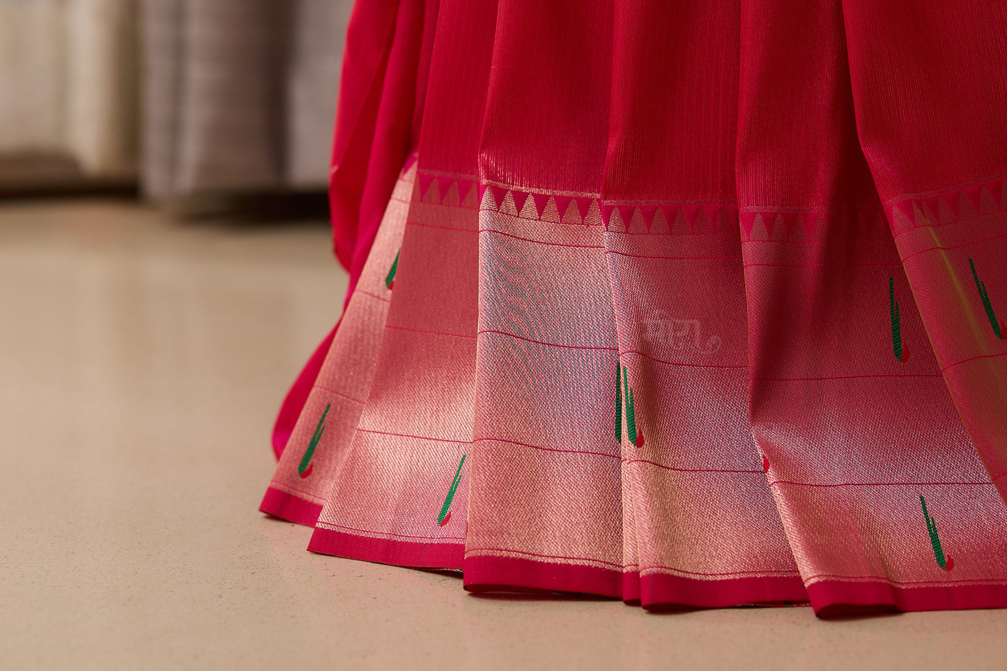 Rani Pink  Kanjivaram Silk blend Tissue Paithani Saree with unstitched blouse