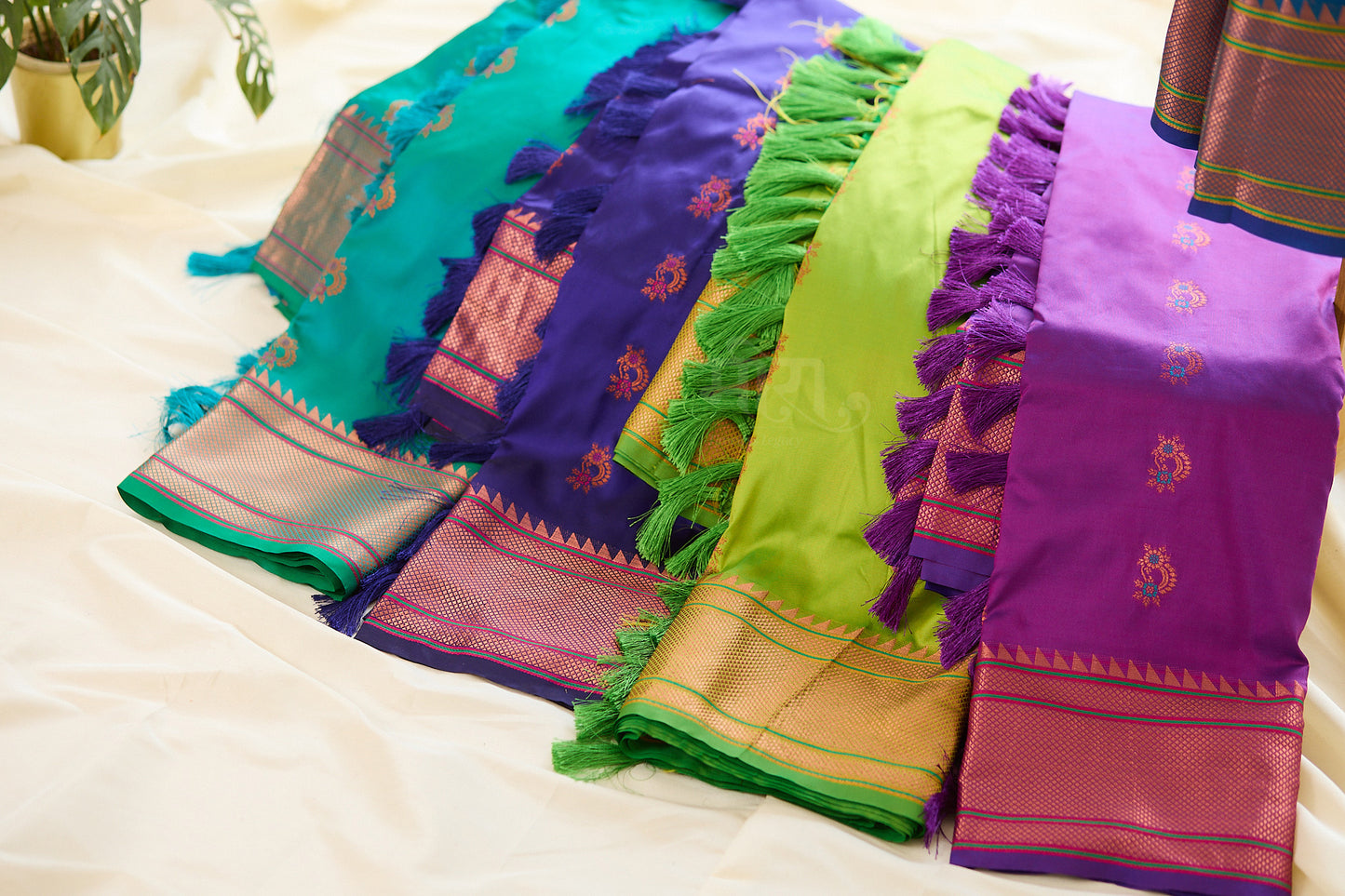 Teal Blue zari woven Nath Paithani Saree with unstitched blouse