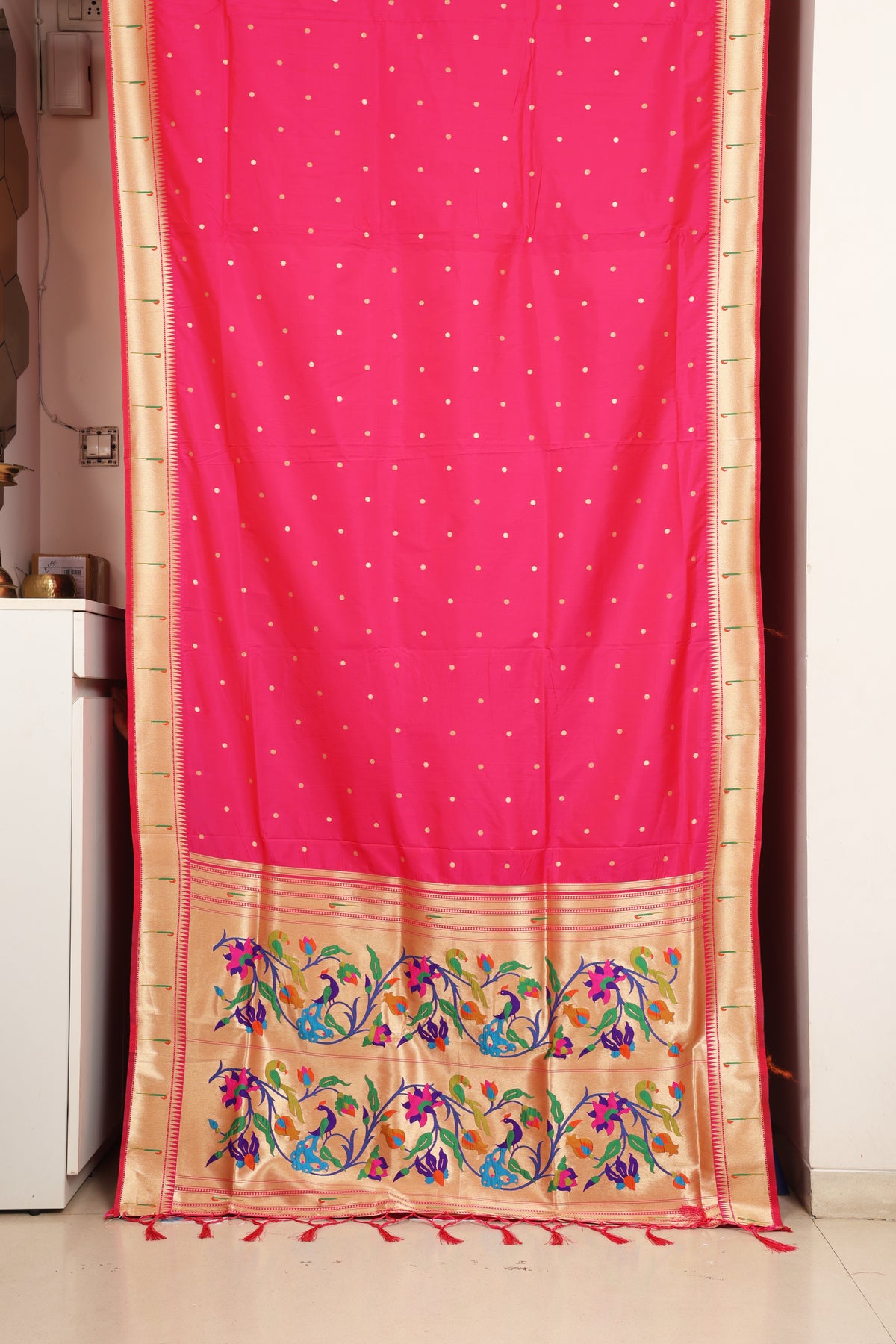 Rani Pink Paithani and Kalamkari Fusion